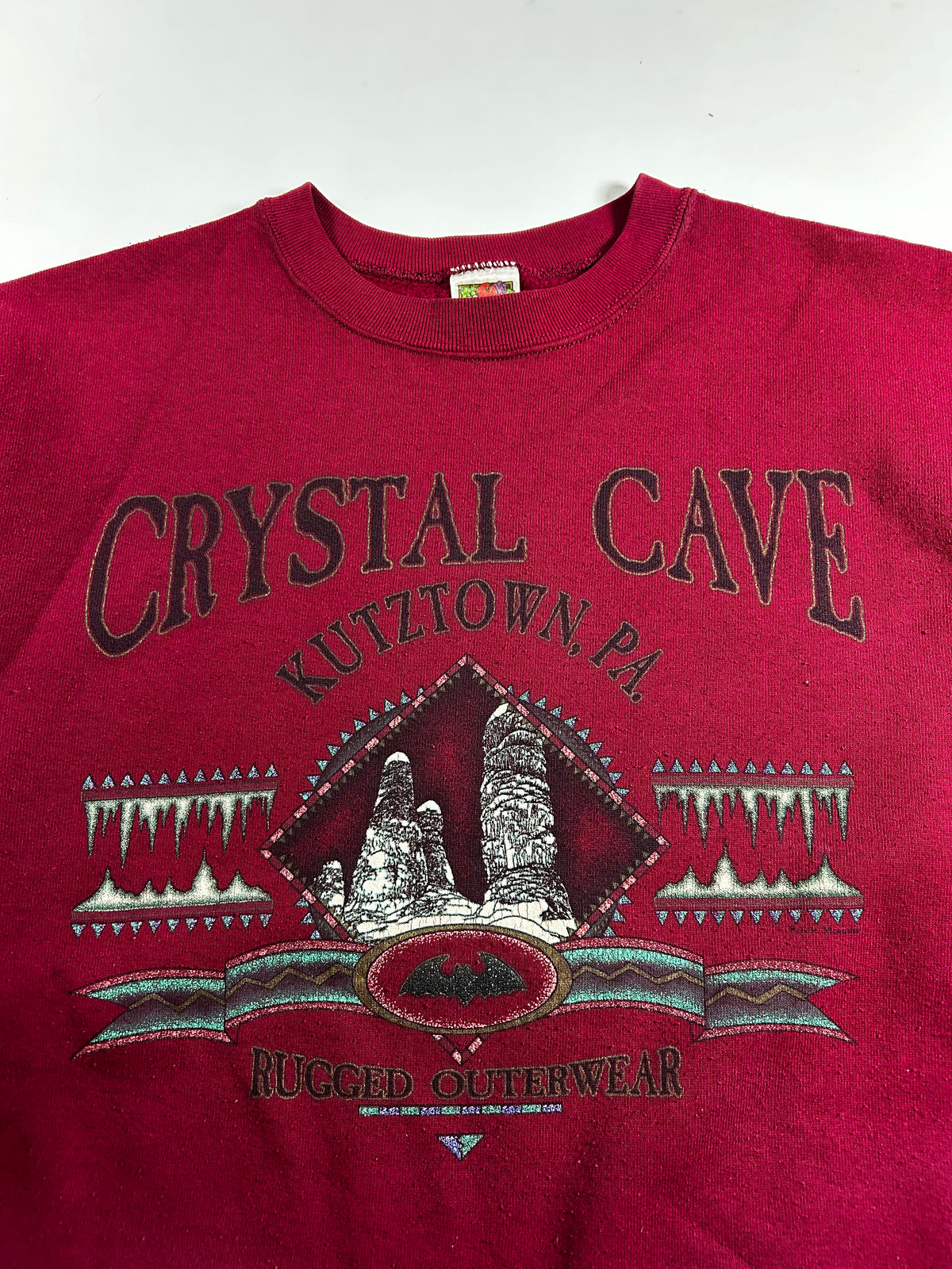 Vintage Crystal Cave Kutztown, PA Rugged Outerwear Crewneck Sweatshirt M/L Fit 23.75x28.5 Inches As Is