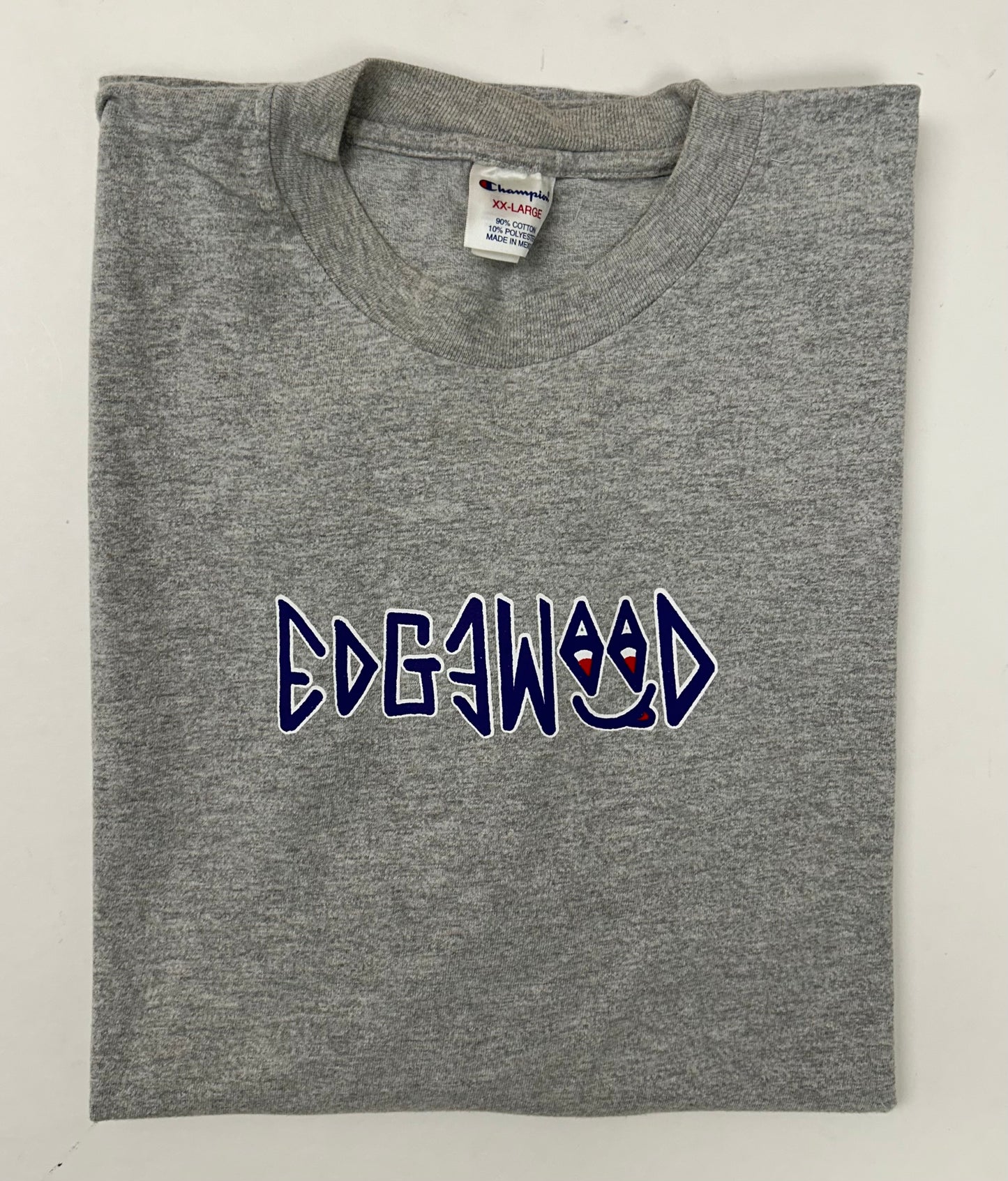 Edgewood NJ first edition “Deeper Than The Roots.” Tee 2XL  25.5x31 Inches Early 00s Champion Blank Gray 90/10 Blend Mexico