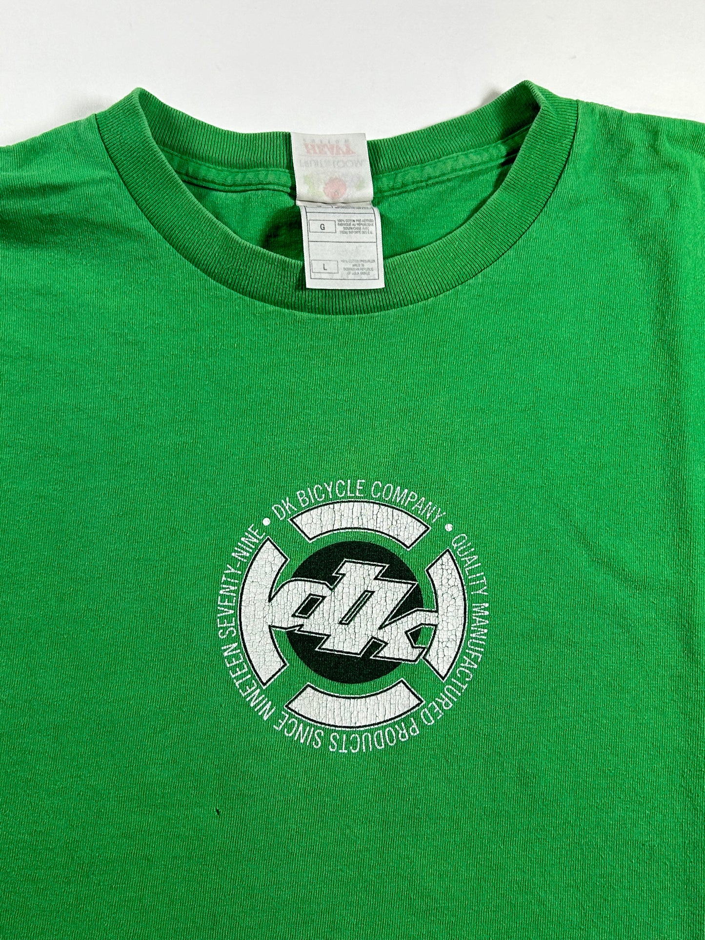Vintage DK Bicycle Company BMX Biking Bike Brand Tee L/M 21x27 Inches 2000s Green Y2K