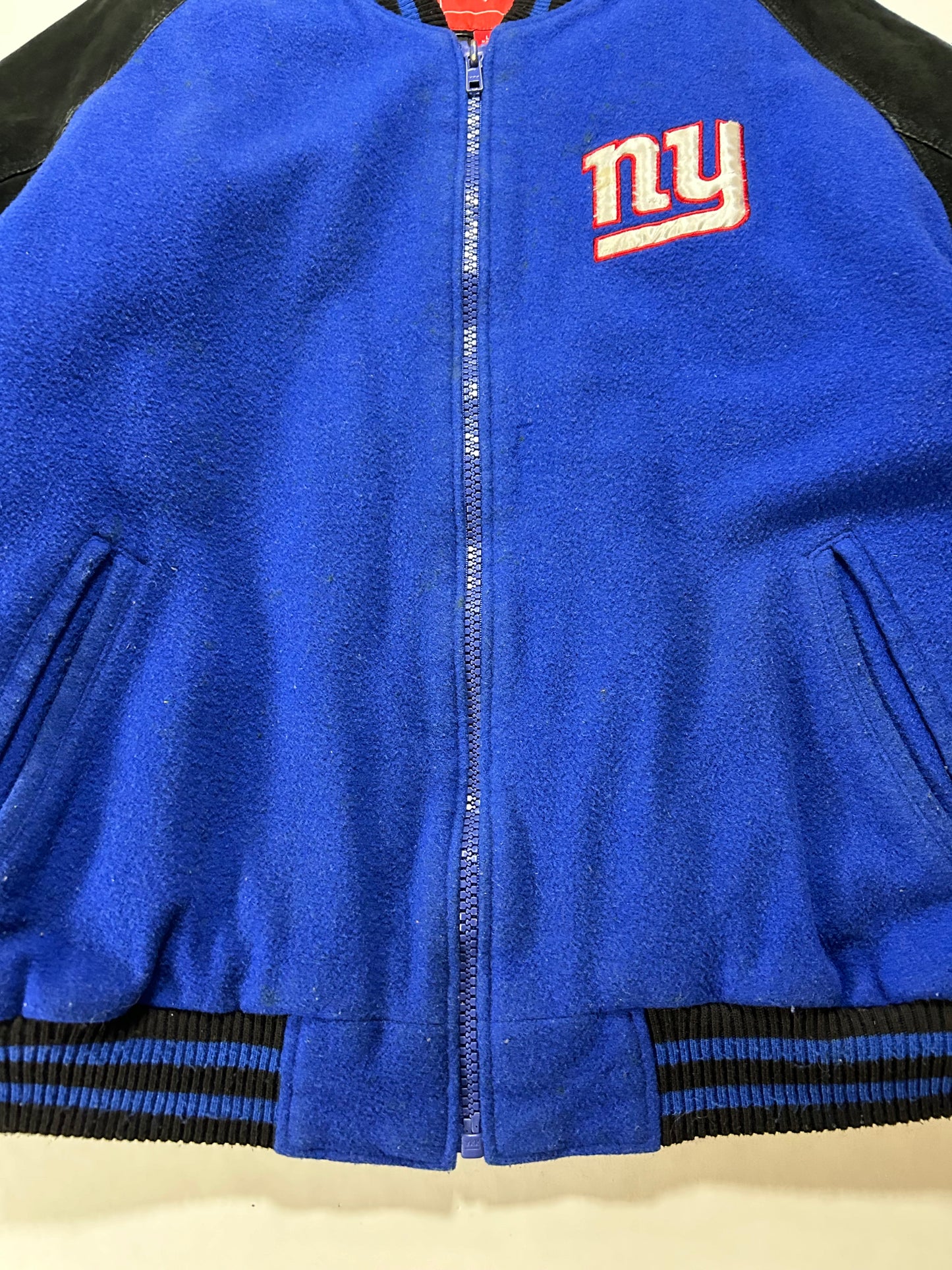Vintage 00s NFL New York Giants Zip Varsity Jacket Style Jacket Large 27.25x28.75 Inches Has Wear As Is