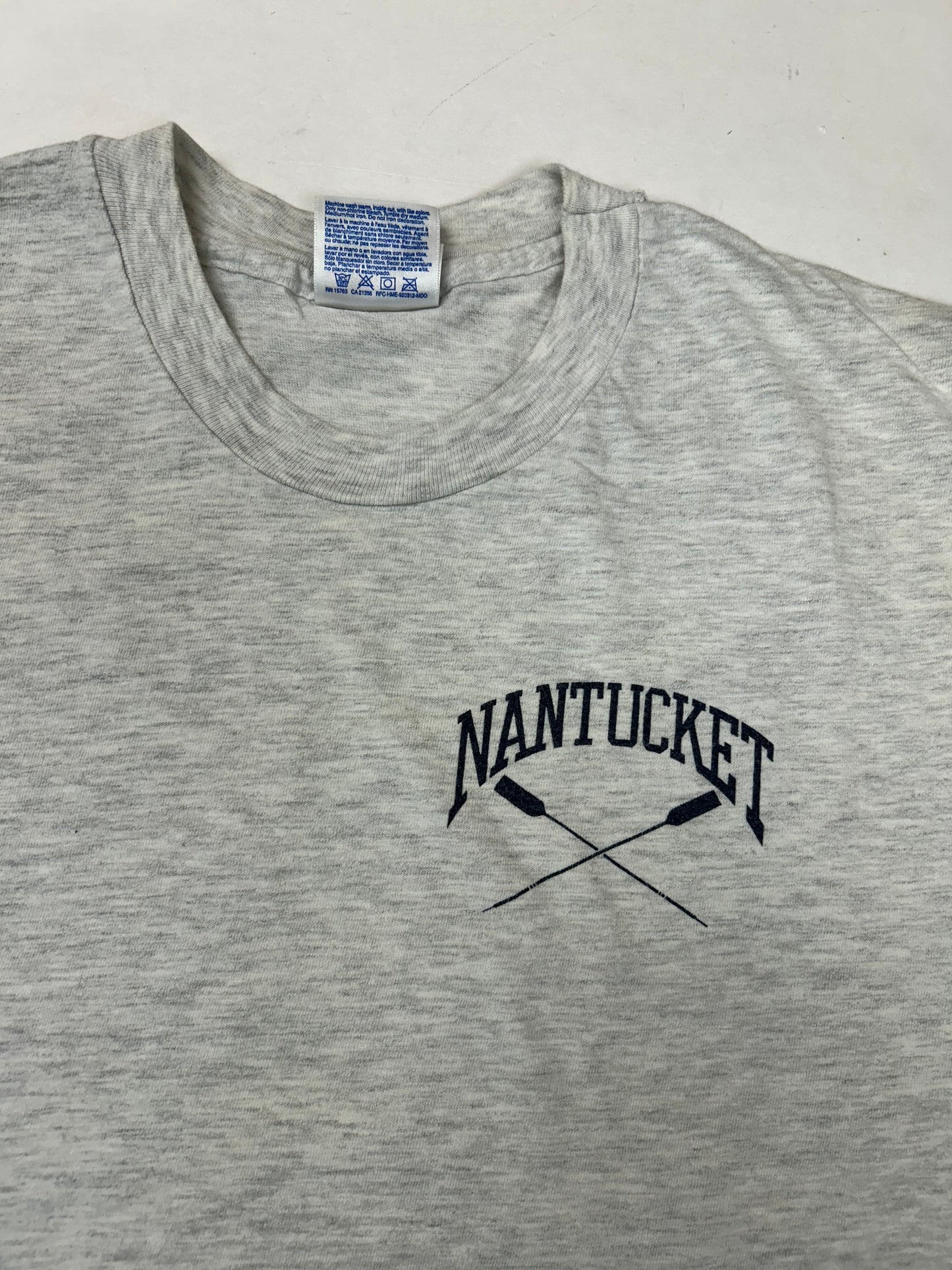 Vintage University Of Nantucket Rowing Long Sleeve Tee Gray Medium 19.75x26.5 Inches