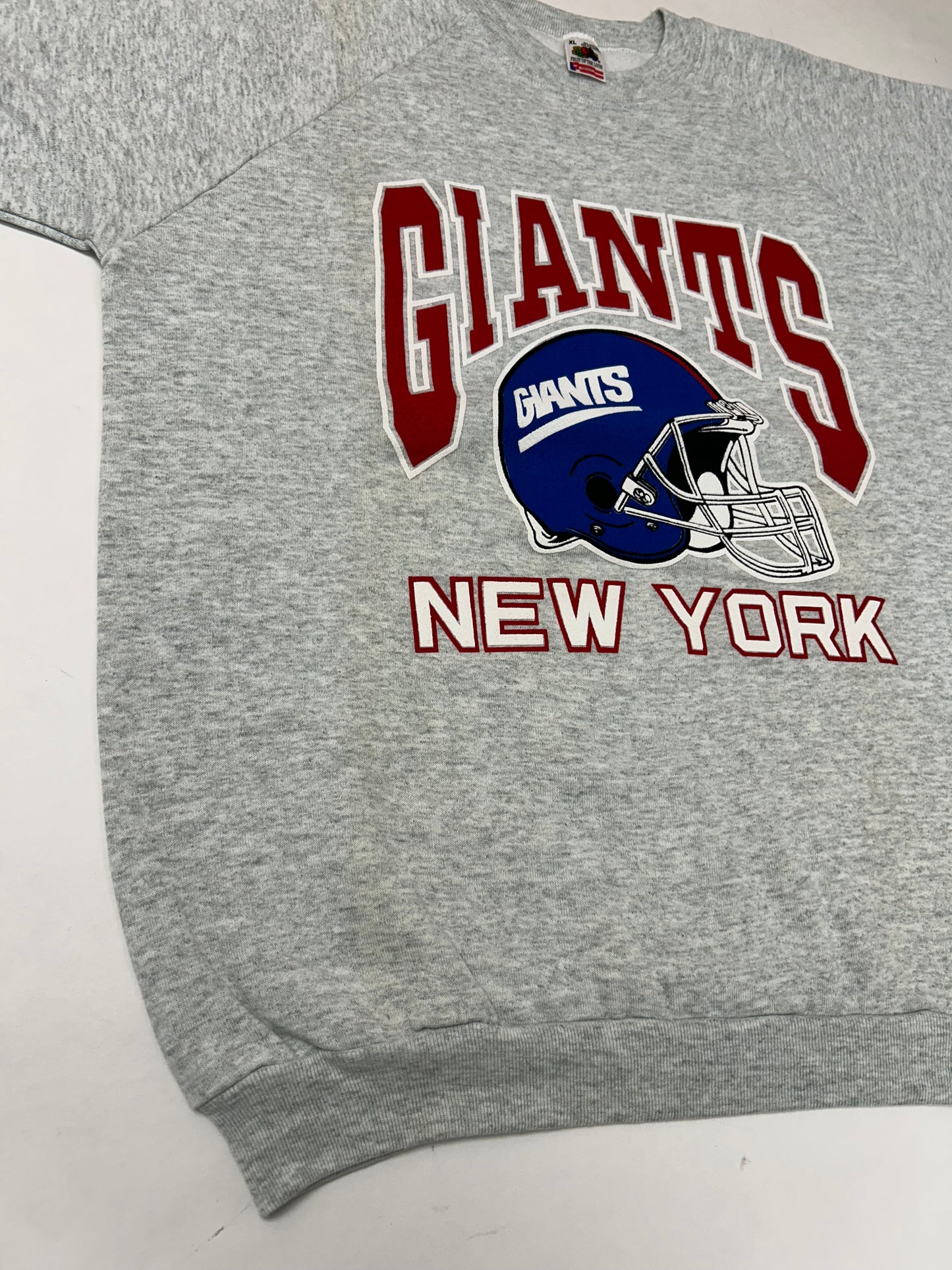 Vintage 90s New York Giants NFL Crewneck Sweatshirt Raglan L/XL Fit 24.25x29.5 Inches