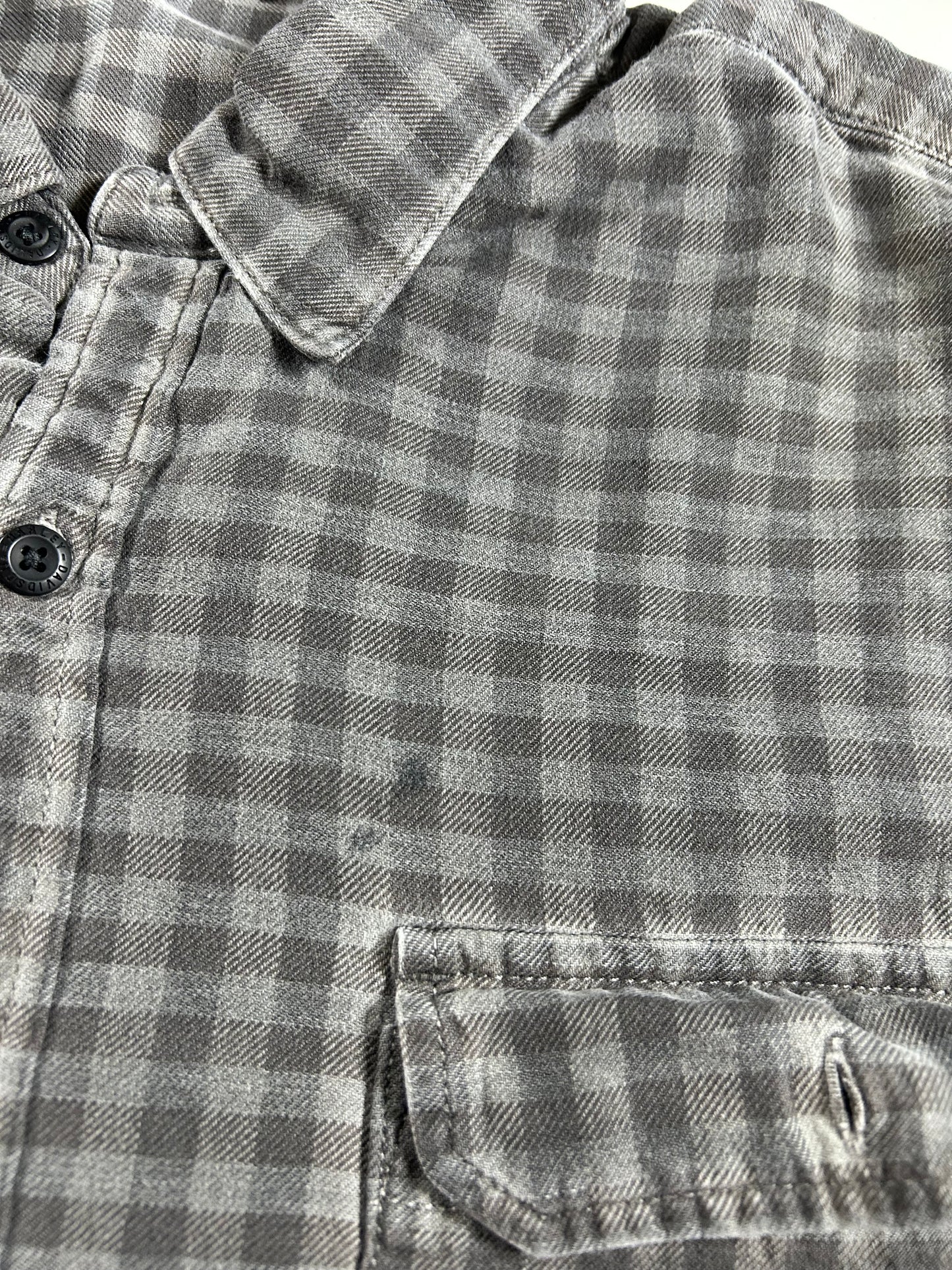 Harley-Davidson Motorcycles Mens Gray Plaid Button-Up Short Sleeve Shirt Size XL 24.5x32 Inches