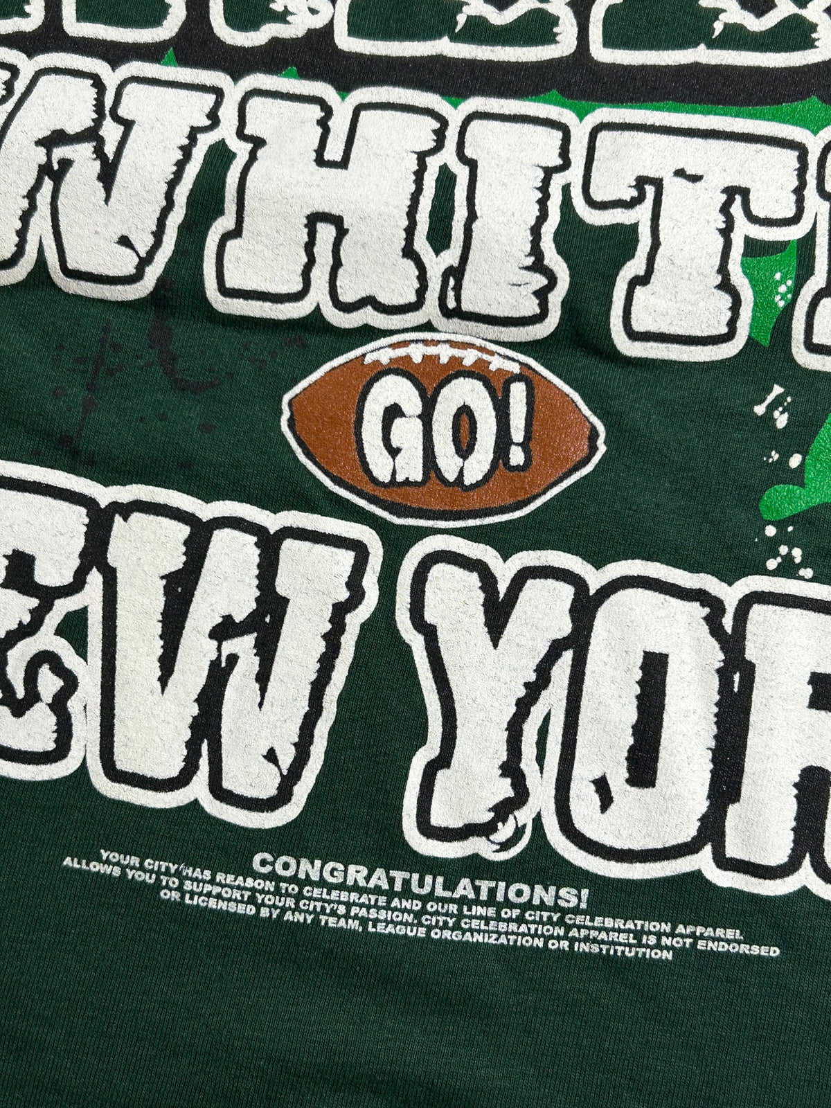 I BLEED GREEN & WHITE Go New York Vintage New York Jets NFL Green T-Shirt Medium 20x27.75 Inches