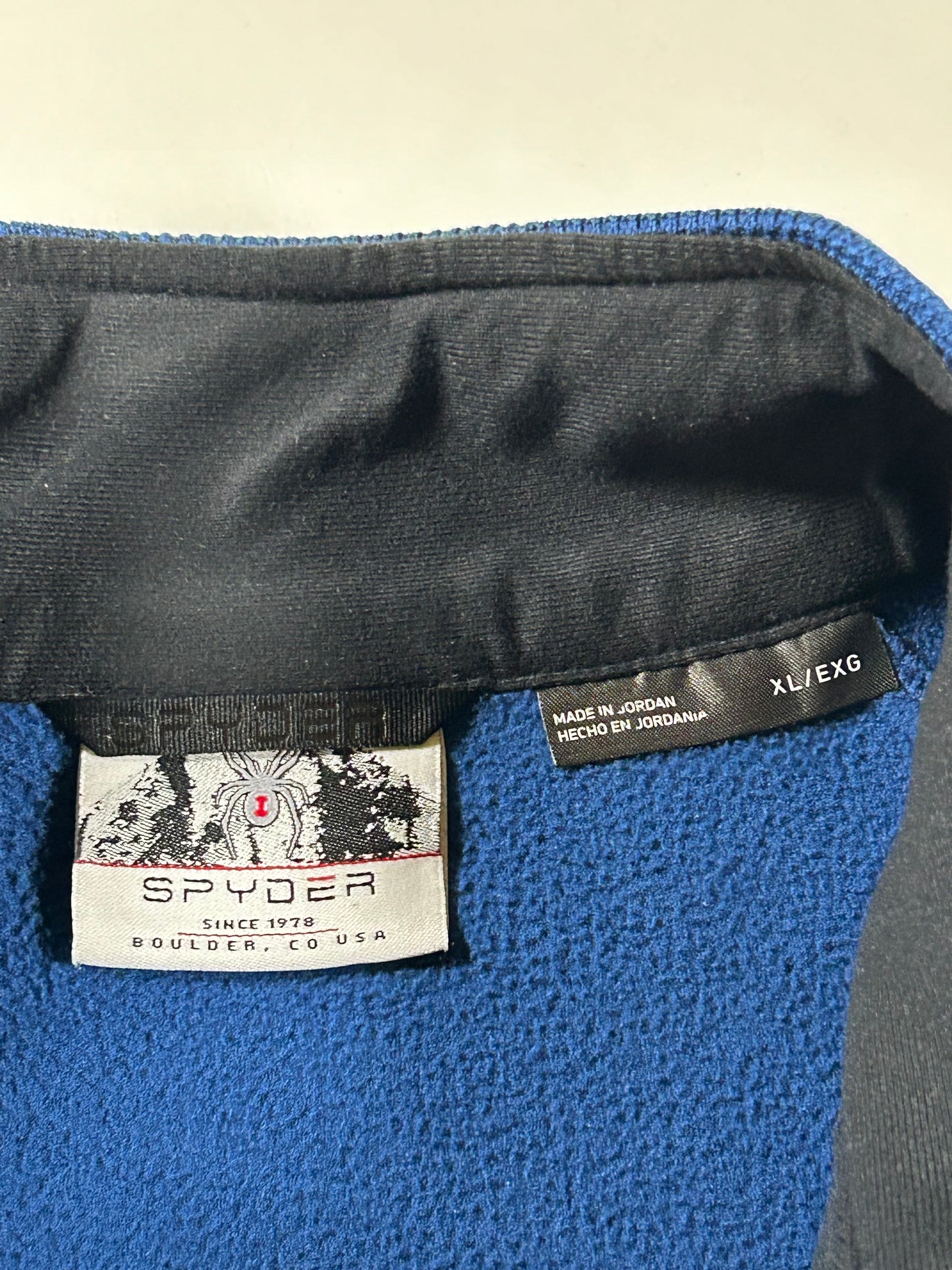 Spyder 1/4-Zip Knit Pullover Jacket Sweater Blue/Black Men’s XL 24.25x30.5 Inches F22