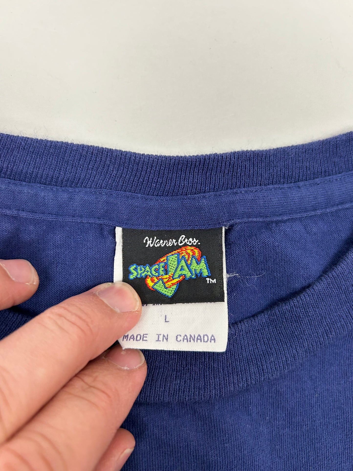 Vintage Space Jam Movie Promo Looney Tunes Warner Bros 1996 Tee Large 21.75x28.5 Inches