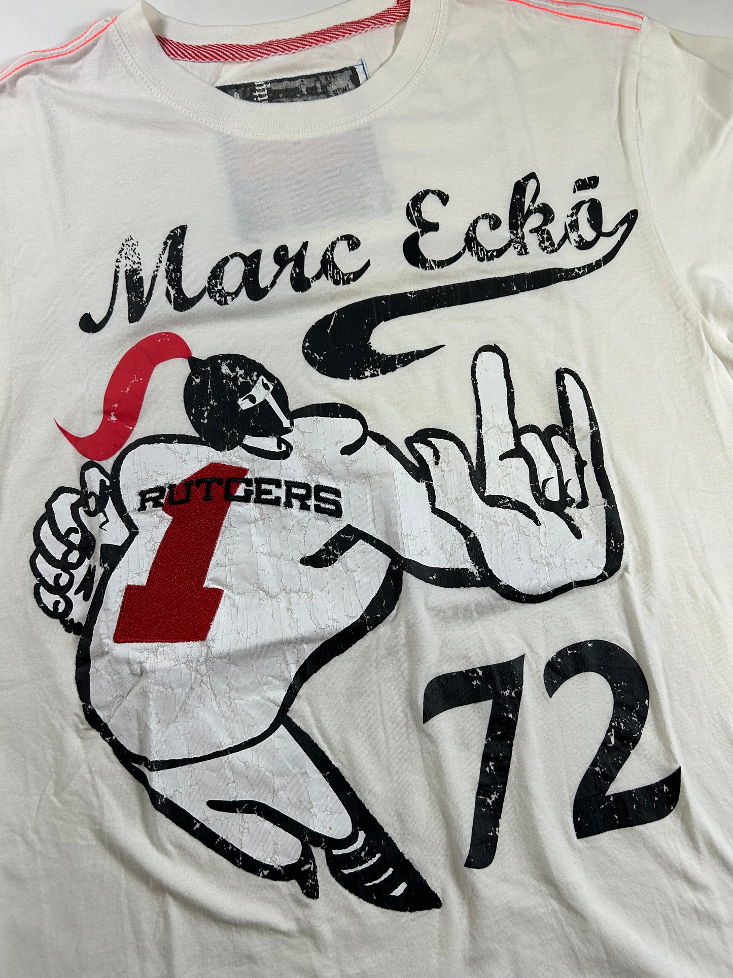 Vintage Eckō Marc Echō Cut & Sew Rutgers University Street Alchemists Football Tee Large White