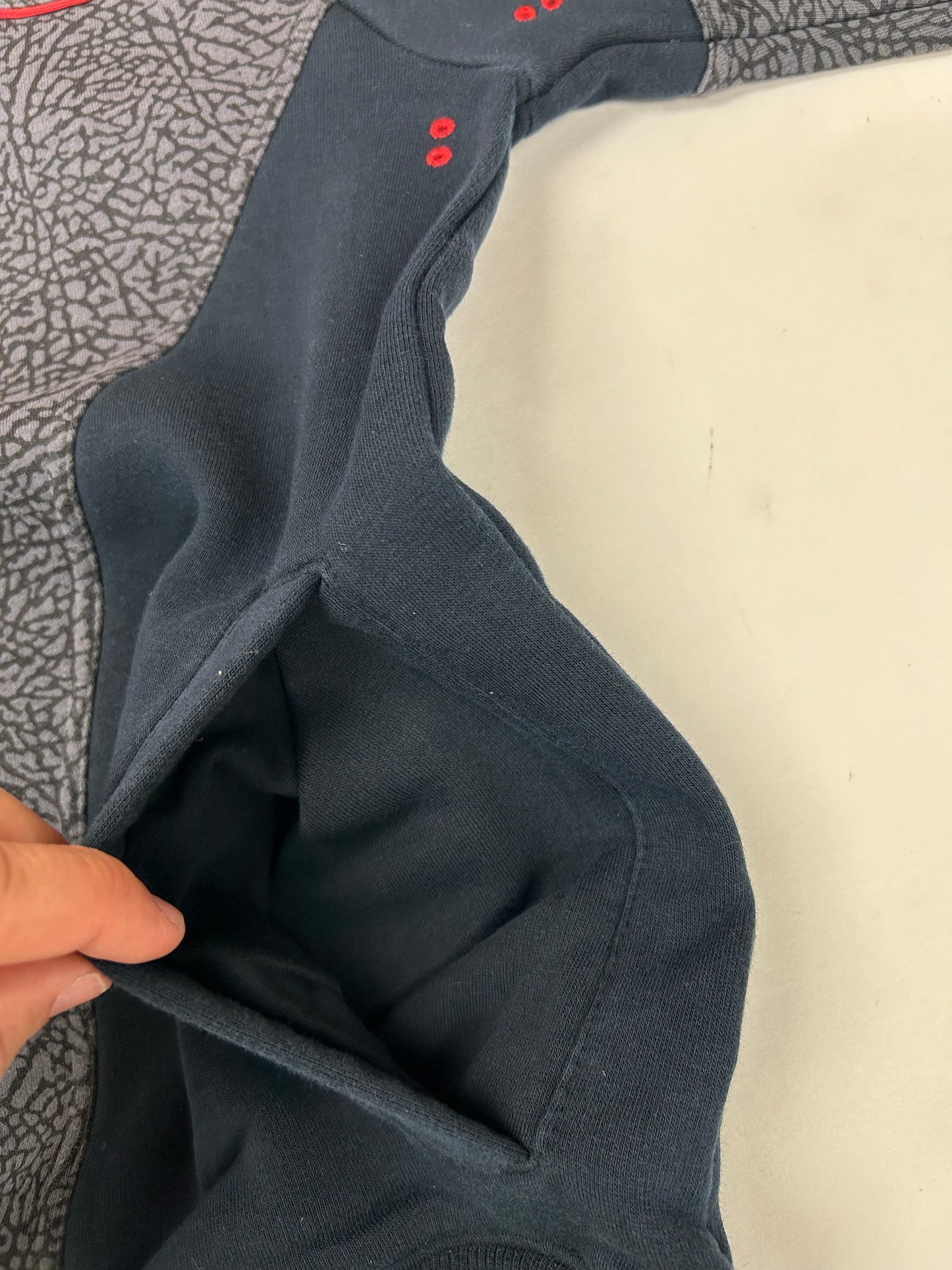 Air Jordan Cement Elephant Print 1/4 Zip Sweatshirt Retro 3 Black Cement Medium 20.5x27 Inches