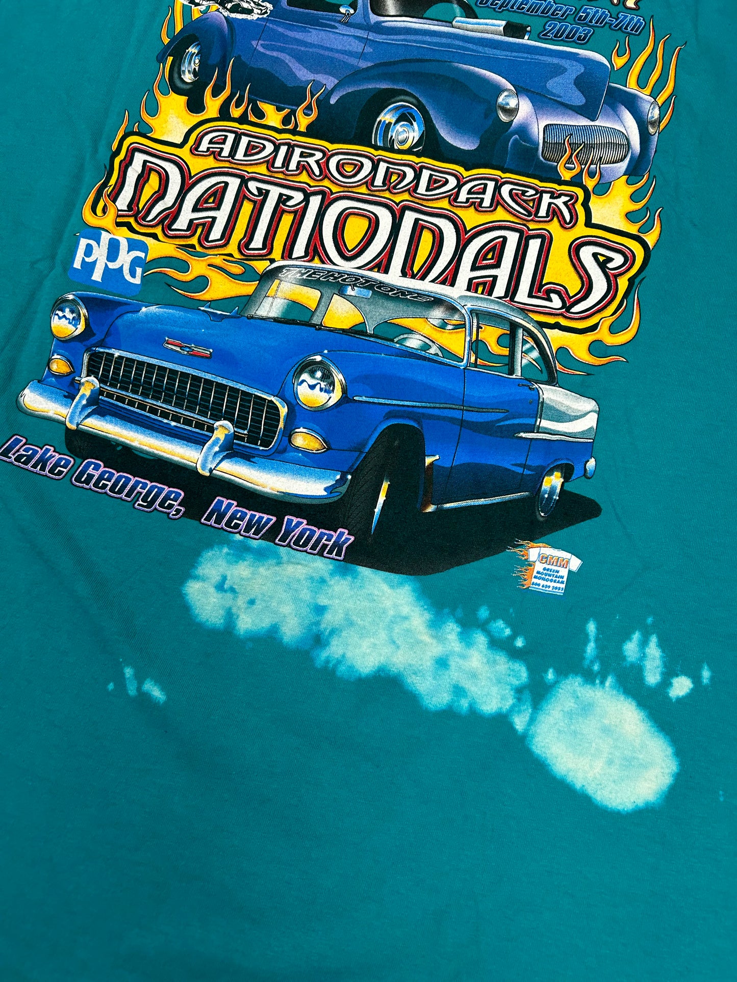 Vintage Adirondack Nationals 15th Anniversary September 5th-7th 2003 Albany, New York Car Participant Tee XL 23.5x30.75 Inches As Is Has Wear