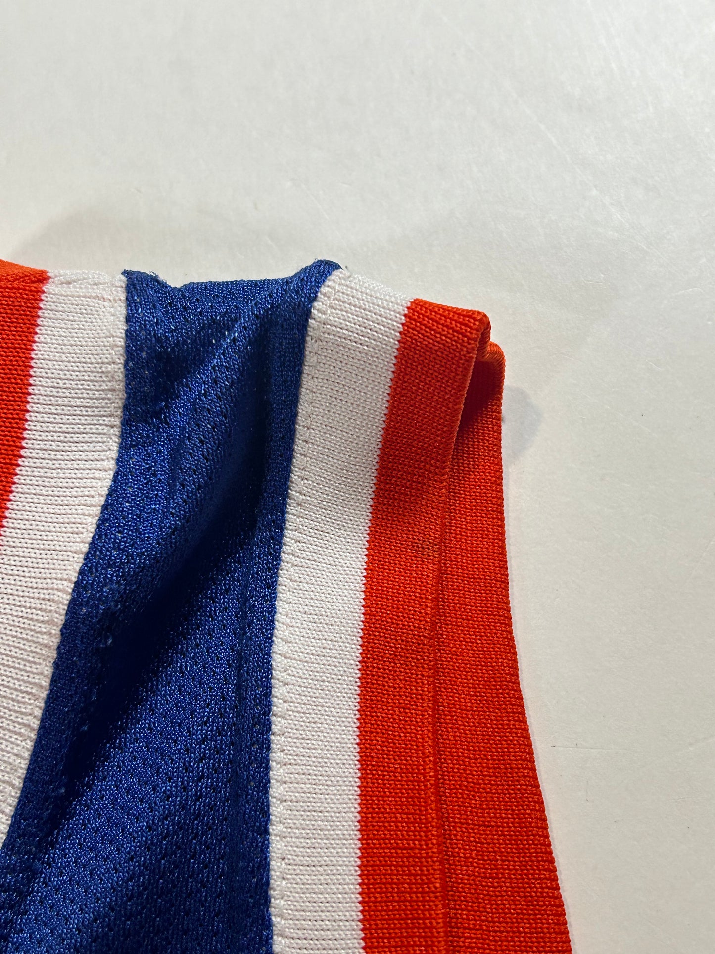 Vintage 90s Champion John Starks #3 New York Knicks NBA Felt Patch Jersey Blue 48 XL 23.5x32.5 Inches