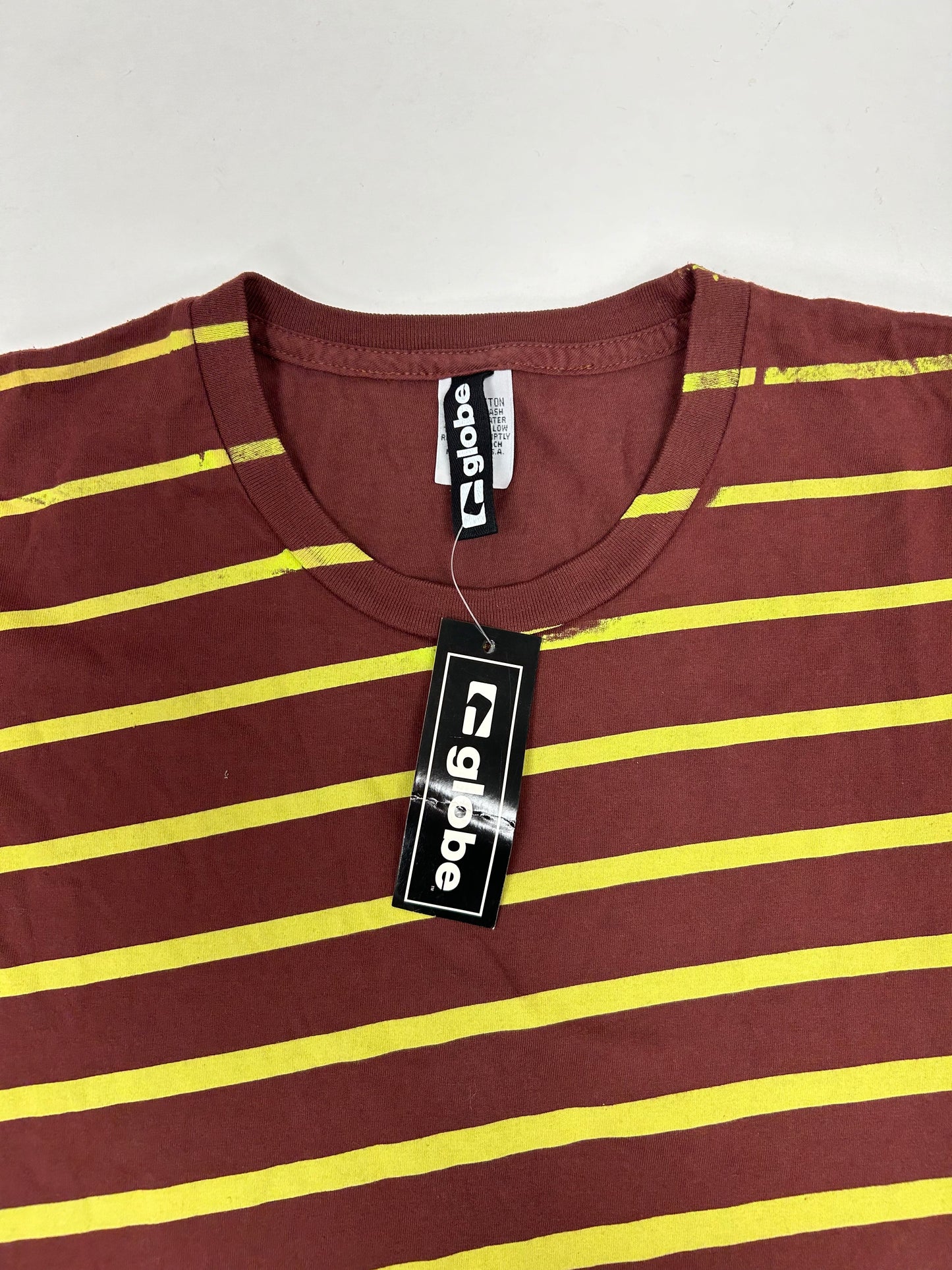 Vintage Globe Shoes Skateboarding Down Stripe Slim Fit Skate Tee New Medium 19.5x28.25 Inches DS Brand New Old Stock With Tag