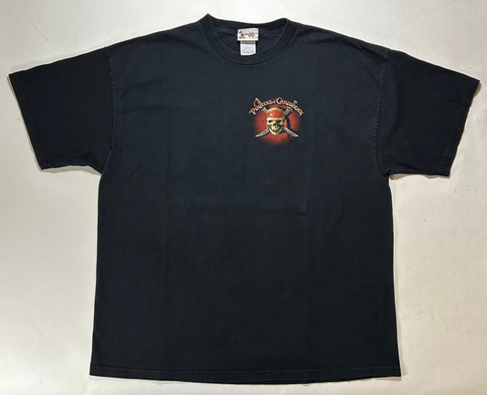 Vintage 00s Pirates of the Caribbean Movie Walt Disney World Tee 2XL 25x30.25 Inched Black