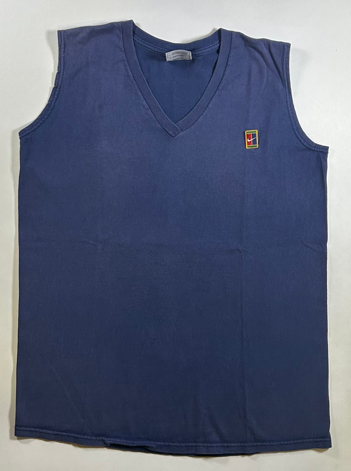 Vintage 90s Nike Tennis Court Challenge Muscle Tee Sleeves Shirt Navy Medium 20.75x28.5 Inches