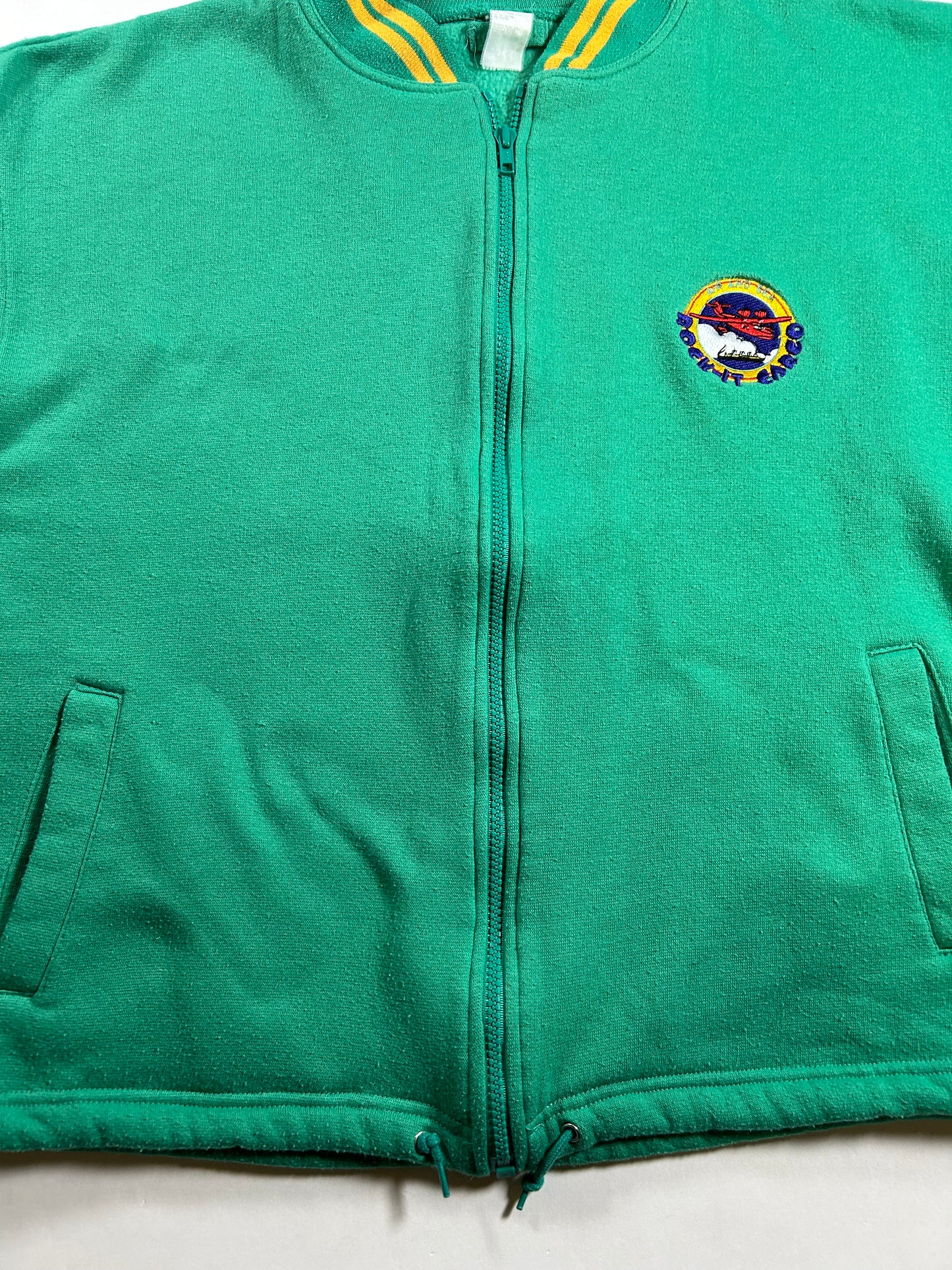 Vintage Nike Rock-it Cargo Air & Sea Force Air Zip Sweatshirt Green M/S 23.25x25 Inches