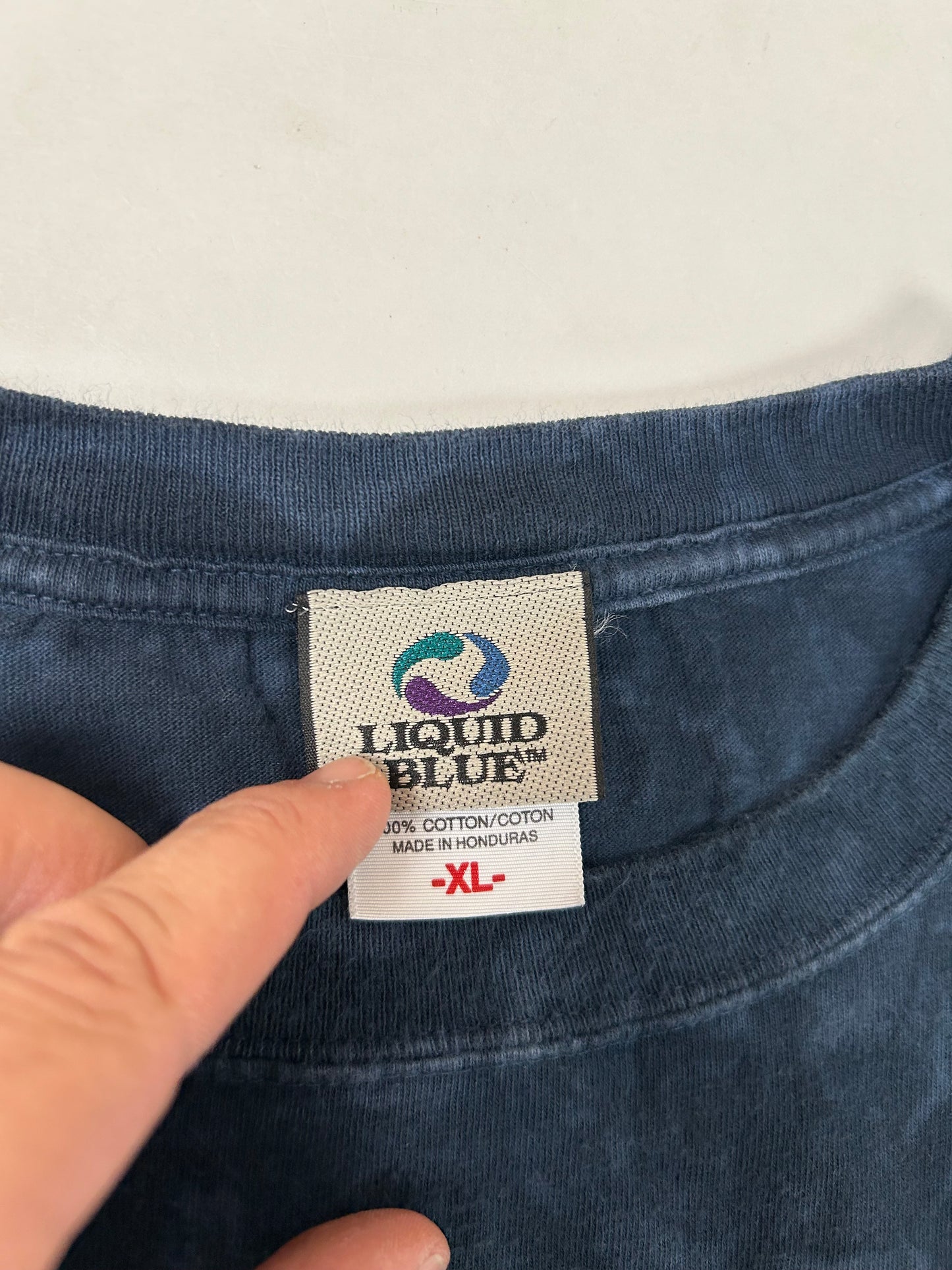 Vintage 00s Liquid Blue Led Zeppelin Physical Graffifi Music Band Tie-Dye Tee XL Big Fit Anvil Tag 25x29.5 Inches