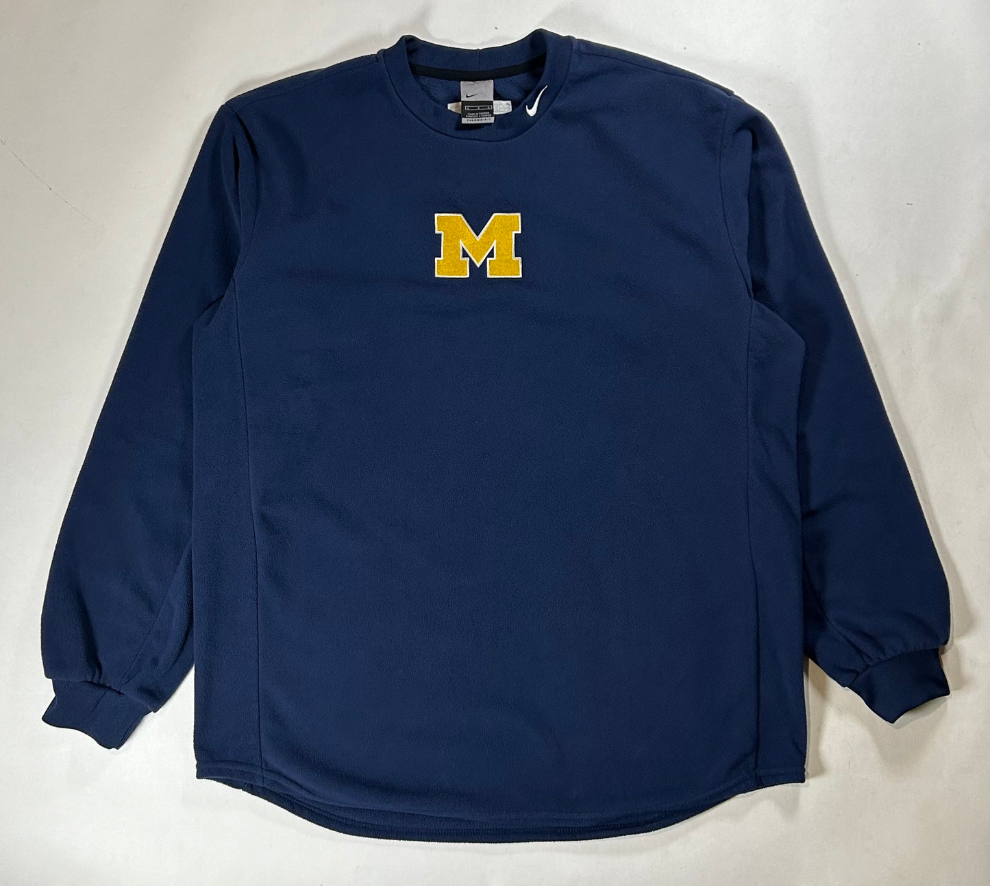 Vintage 2000s Nike University Of Michigan Therma-Fit Pullover Fleece Large 25.5x32.5 Inches Navy