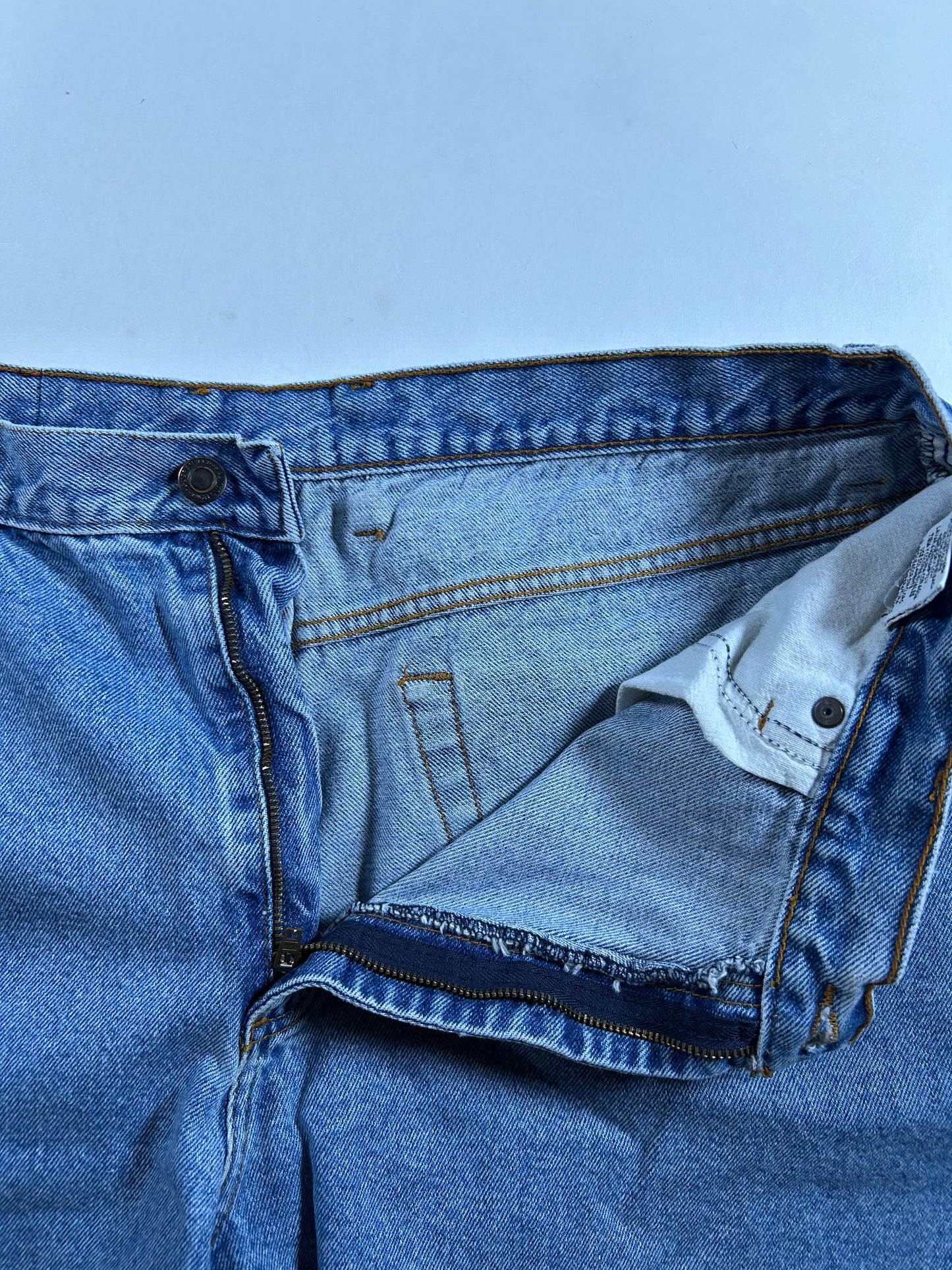 Vintage Two Pepper Mens Denim Jorts Blue Medium Wash 100% Cotton 36 18x20.5 Inches