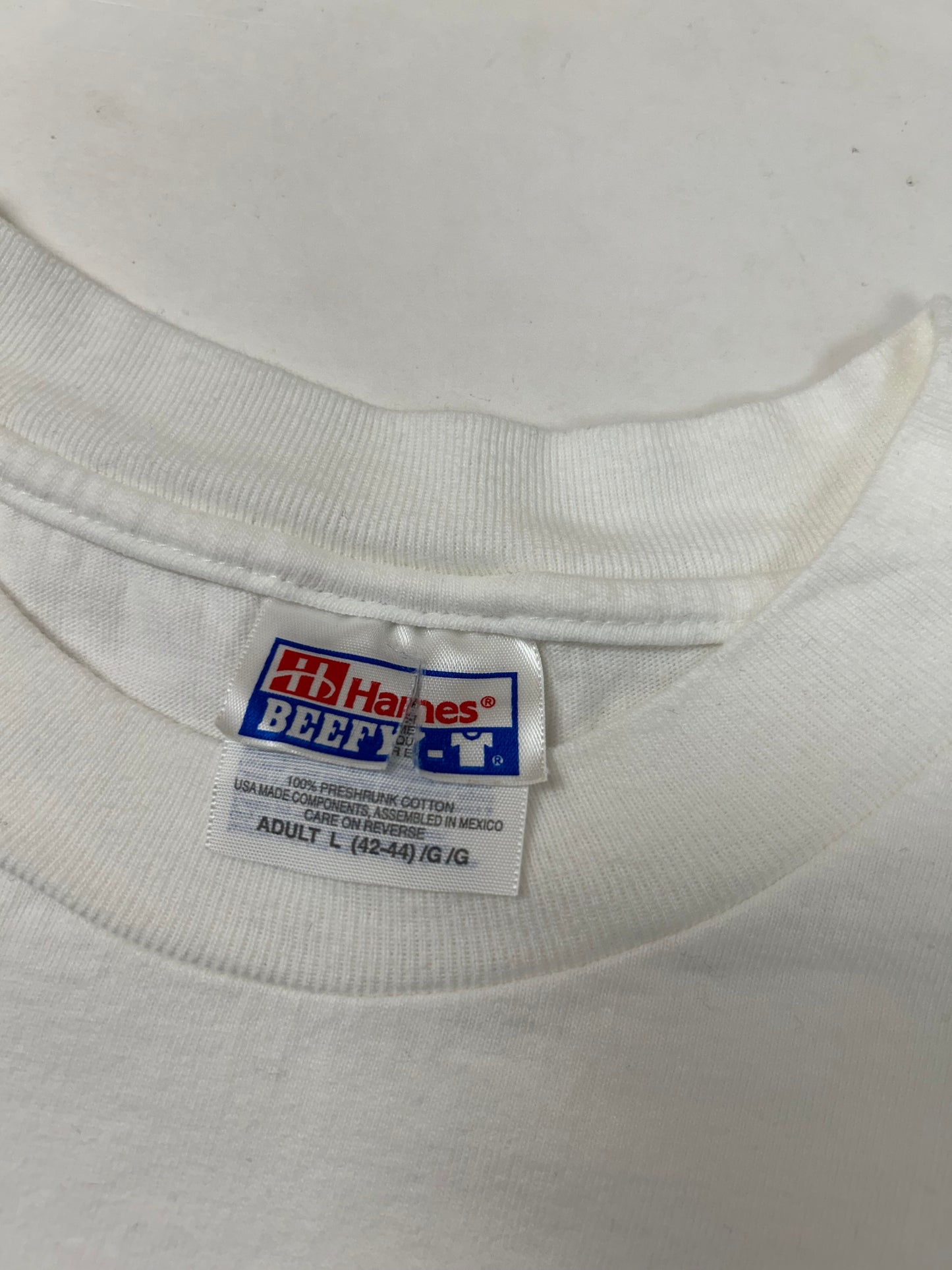 Edgewood NJ first edition “Deeper Than The Roots.” Tee Hanes Beefy-T USA/Mexico 100% Cotton White