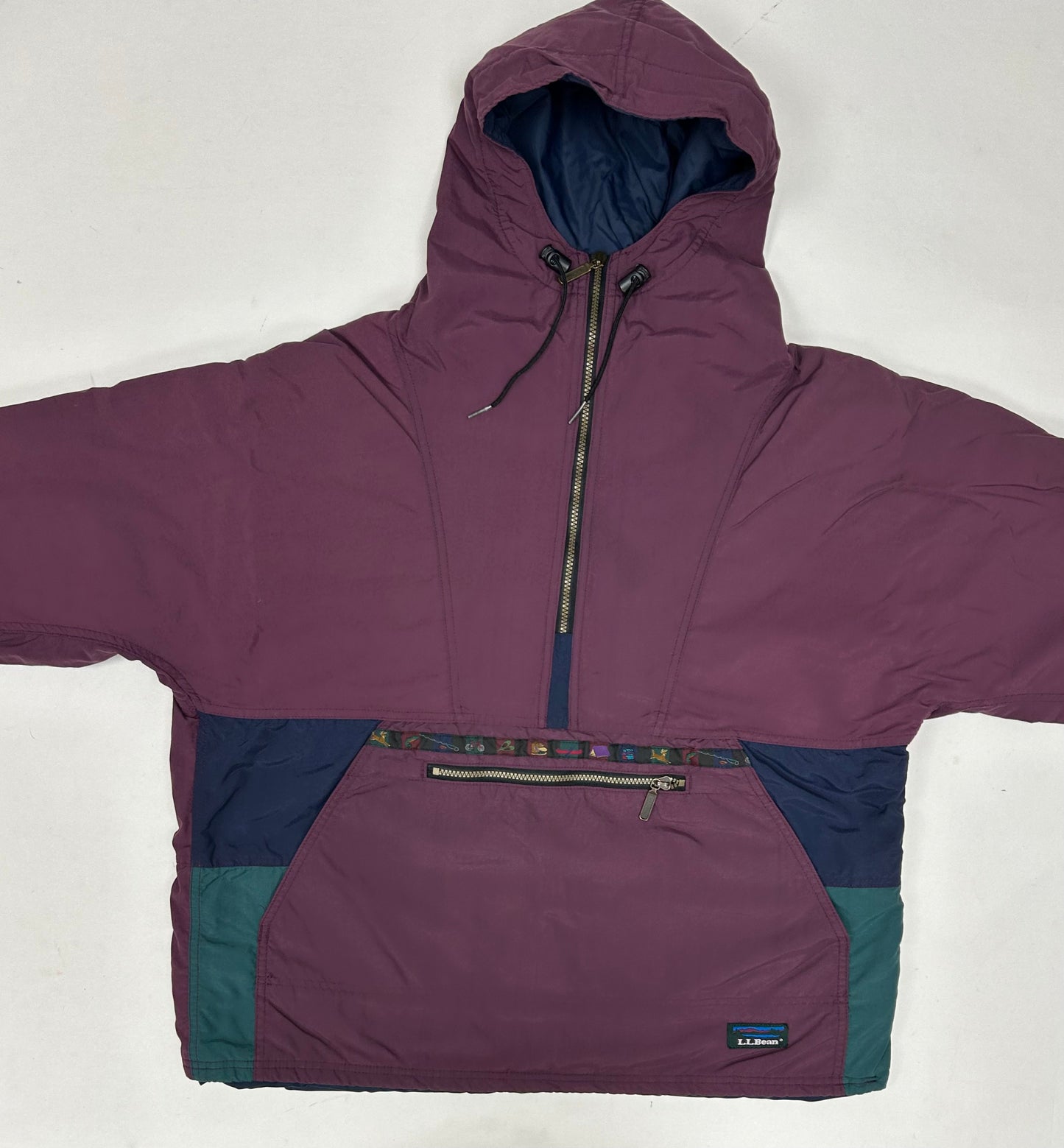 Vintage 90s LL Bean 1/2 Zip Anorak Thinsulate 3M Windbreaker Medium/Large Fit 25.25x26.5 Inches