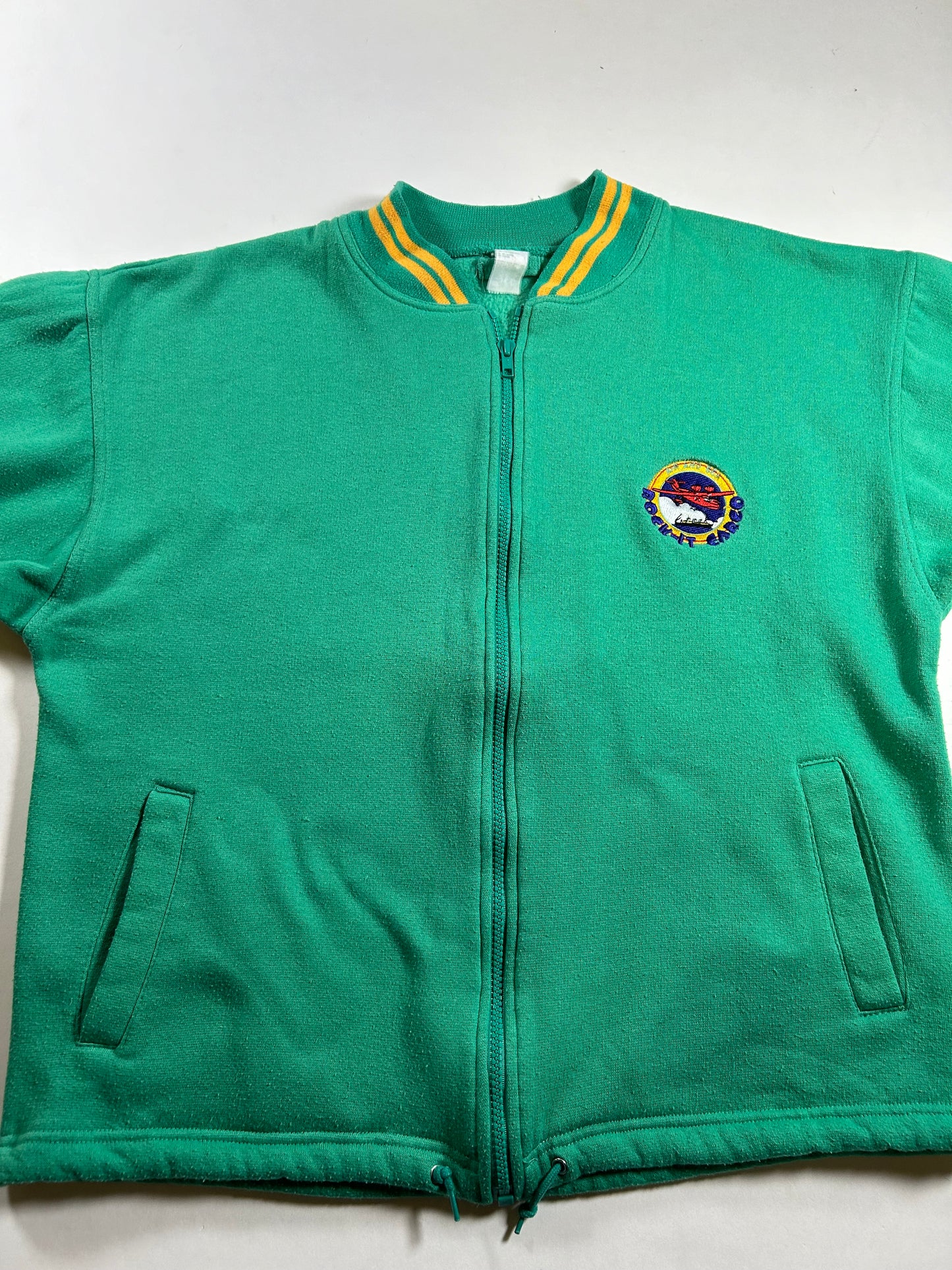 Vintage Nike Rock-it Cargo Air & Sea Force Air Zip Sweatshirt Green M/S 23.25x25 Inches