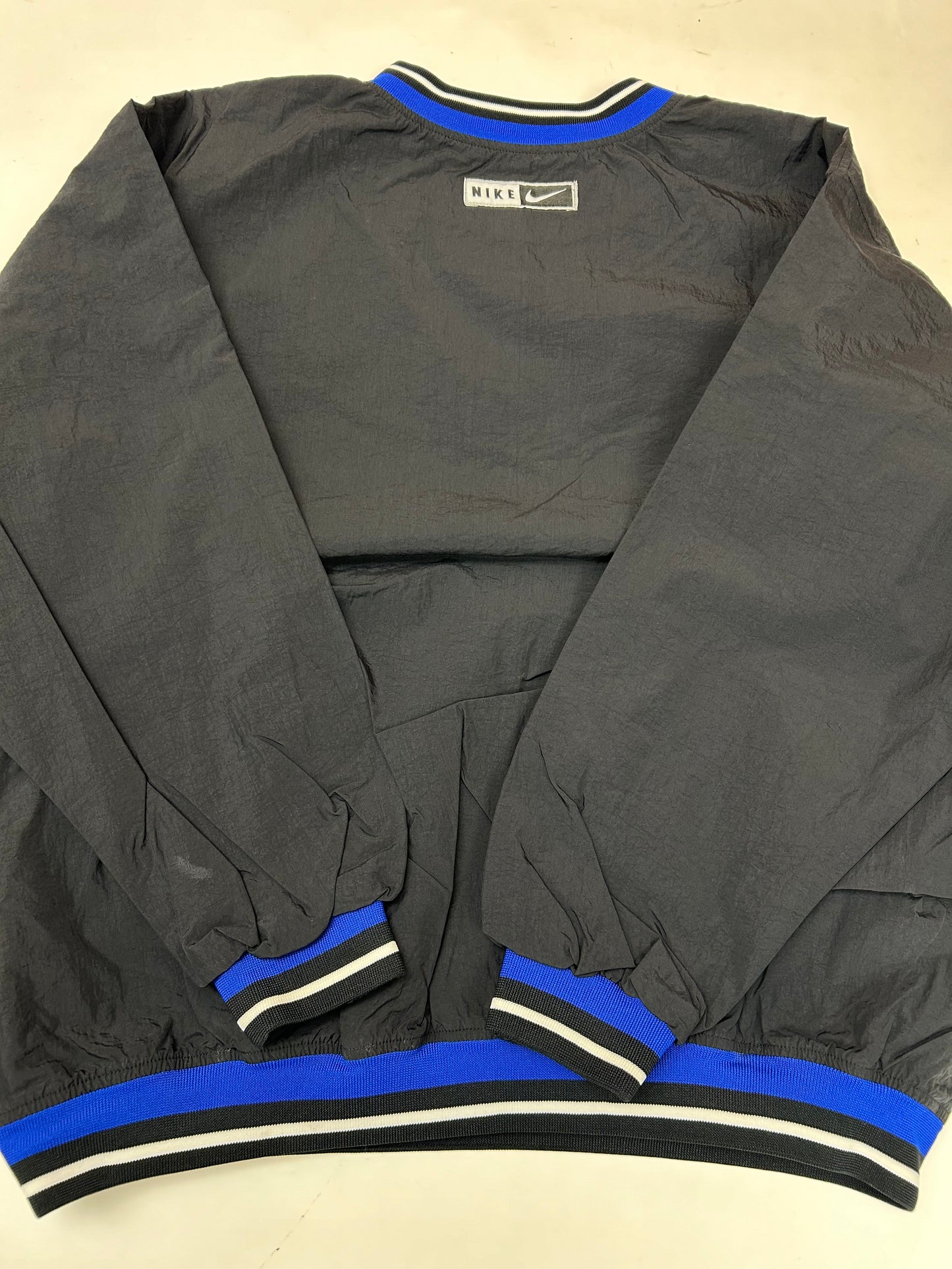Vintage 90s Nike Swoosh V-neck Pullover Windbreaker Jacket 2XL 29.25x30.5 Inches Blue/Black/White