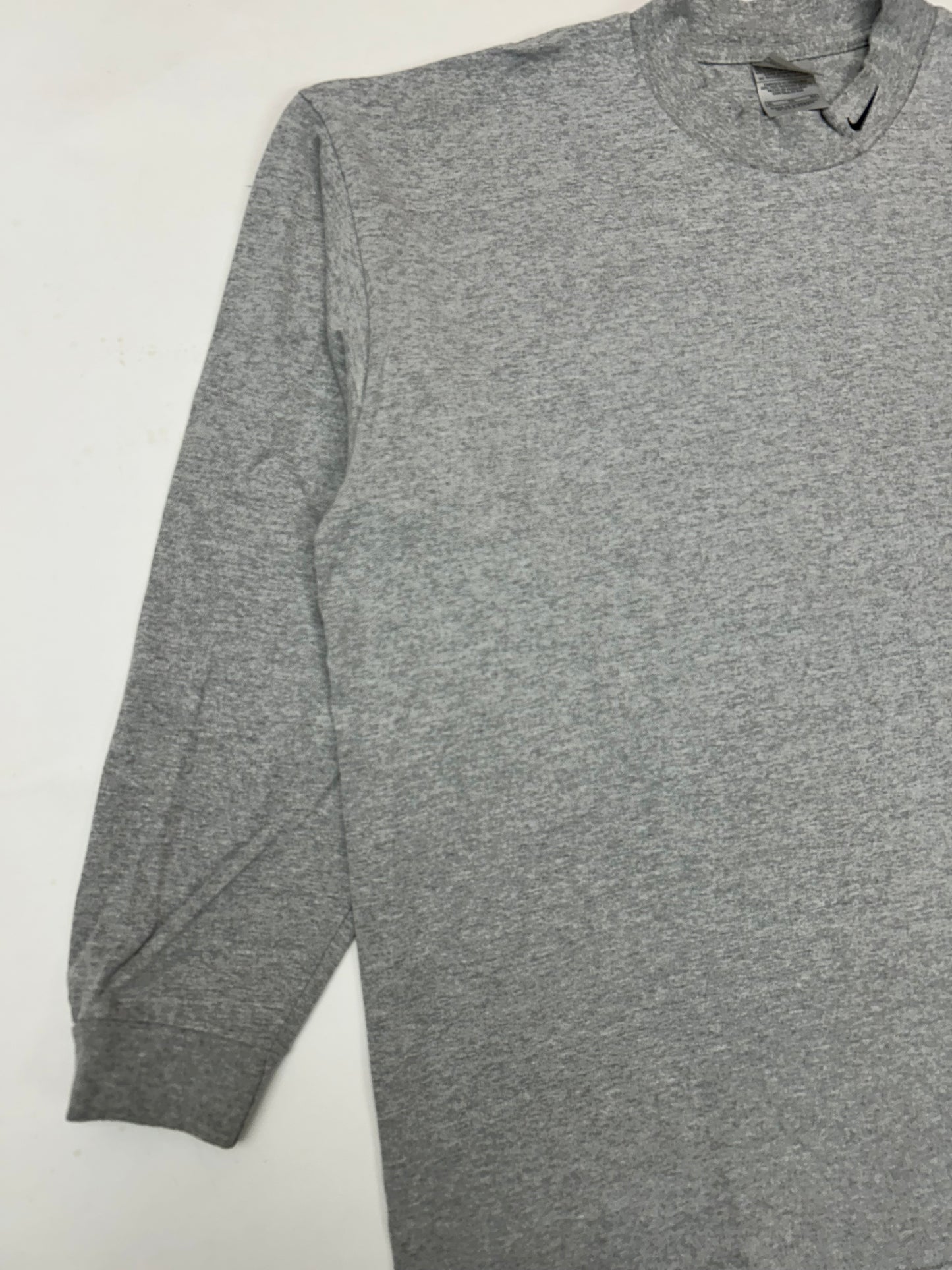 Vintage 00s Nike Swoosh Mock Neck Long Sleeve Shirt Gray Big XL 27x30.75 Inches