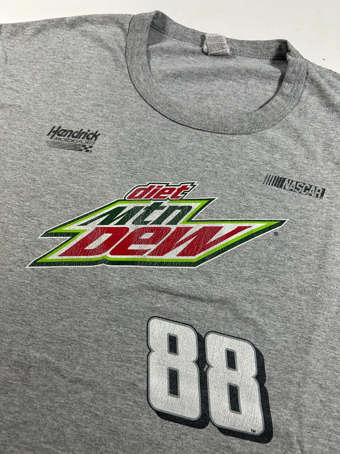 Vintage 2000s Dale Jr. Diet Mtn Dew NASCAR Sleeveless Shirt XL+ Fit 25x30.25 Inches