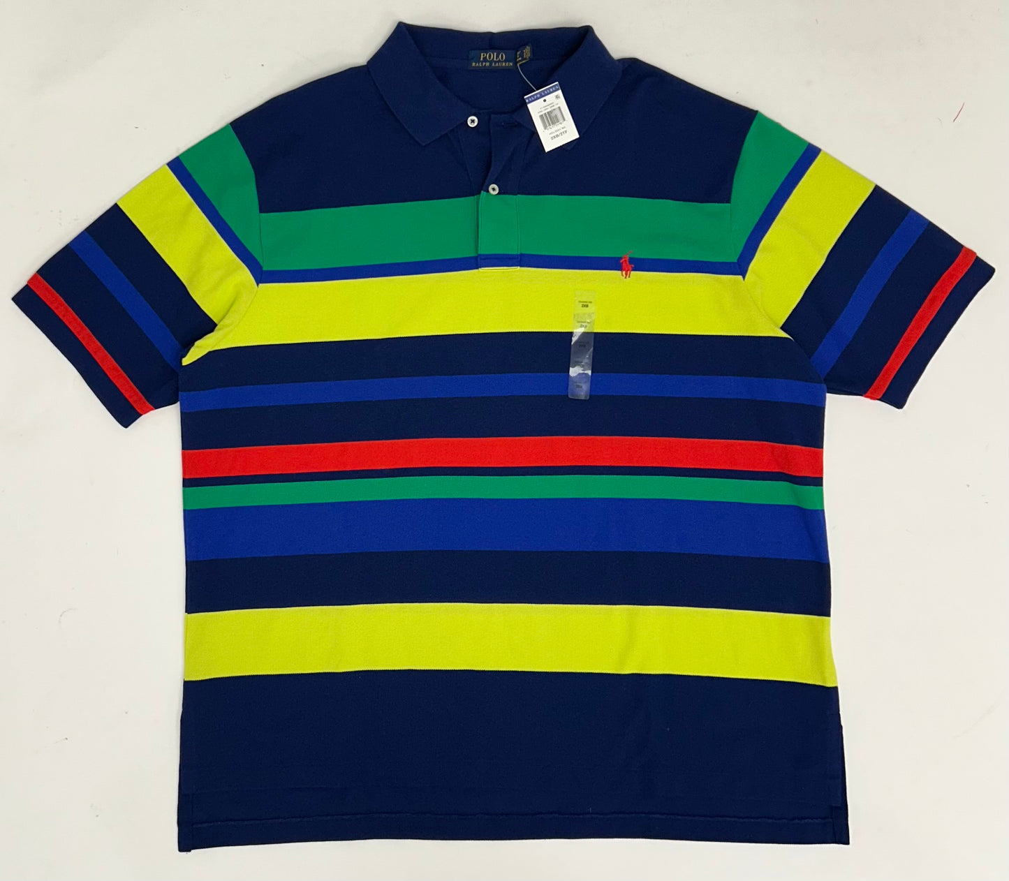 Polo Ralph Lauren Shirt Striped Short Sleeve Cotton Knit 2XB XXL 27x30.75/32.5 Inches Custom Fit Brand New