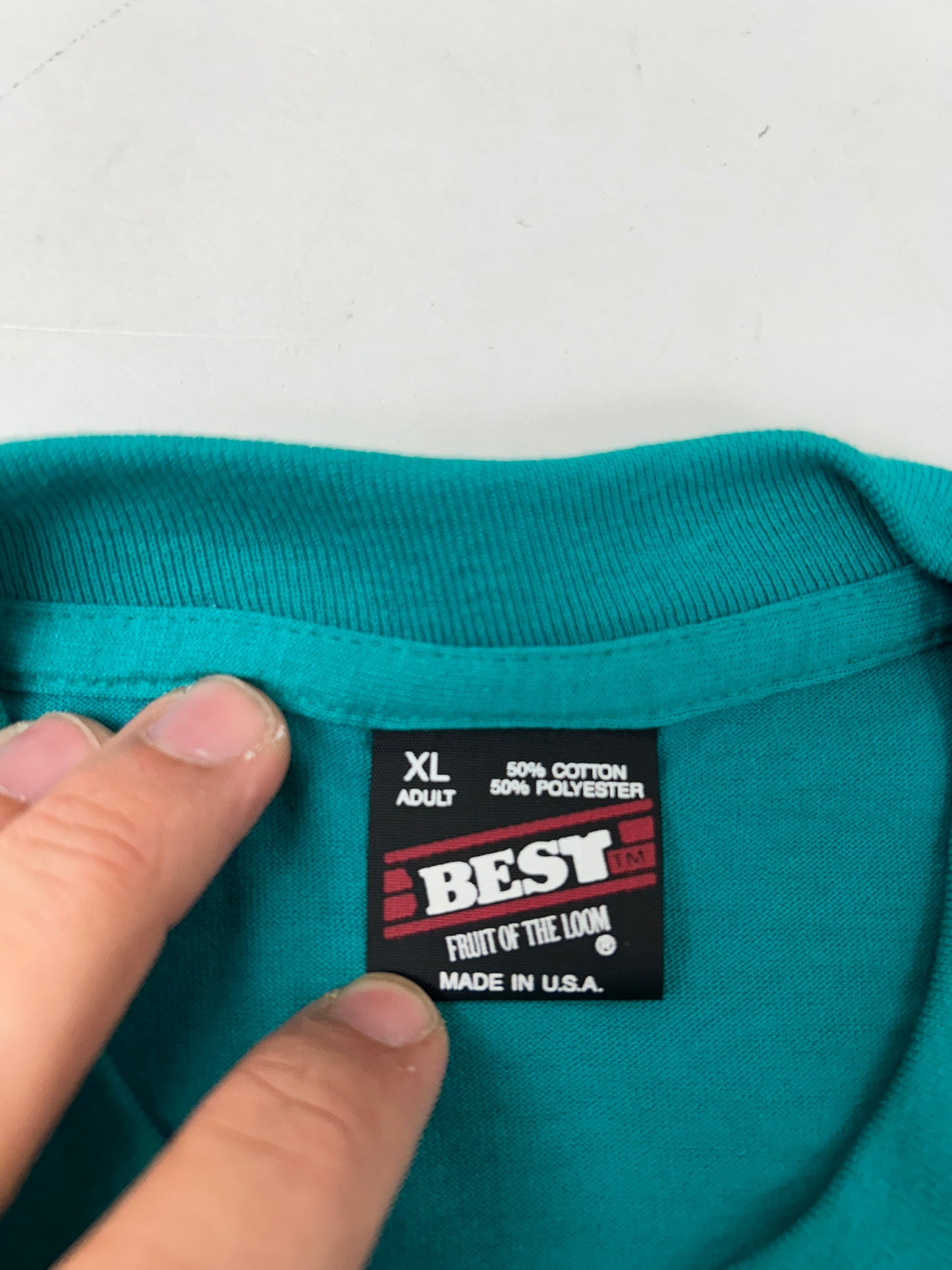 Edgewood NJ first edition “Deeper Than The Roots.” Tee XL 23.5x31.25 Inches FOTL BEST 50/50 Blend USA Aqua Green/Blueish Color