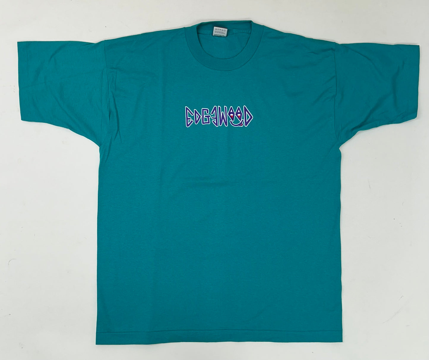 Edgewood NJ first edition “Deeper Than The Roots.” Tee XL 24x30.75 Inches FOTL BEST 50/50 Blend USA Aqua Green/Blueish Color