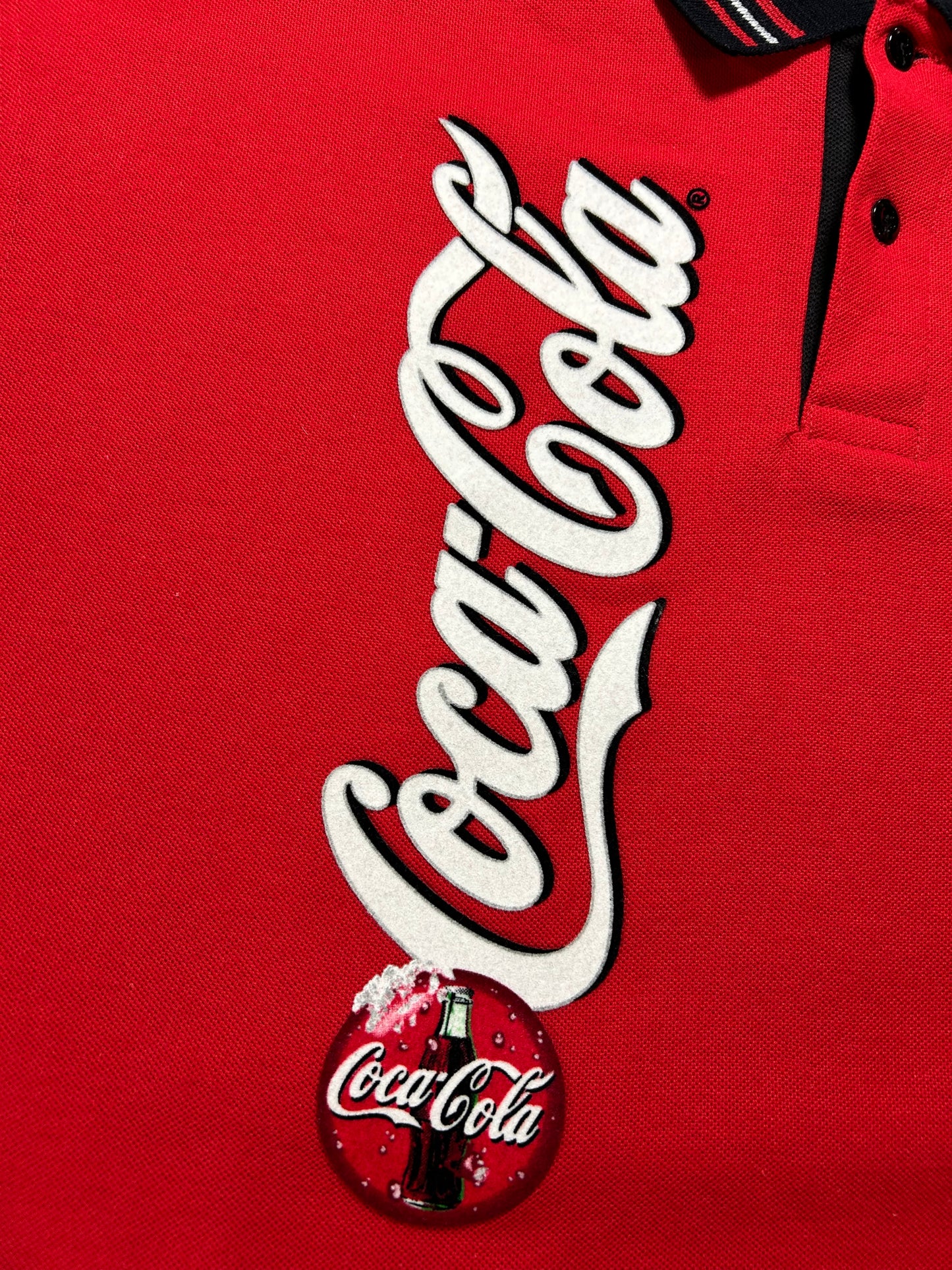 Vintage Coca-Cola Soda Drink Company Promo Polo Shirt XL 25x31 Inches