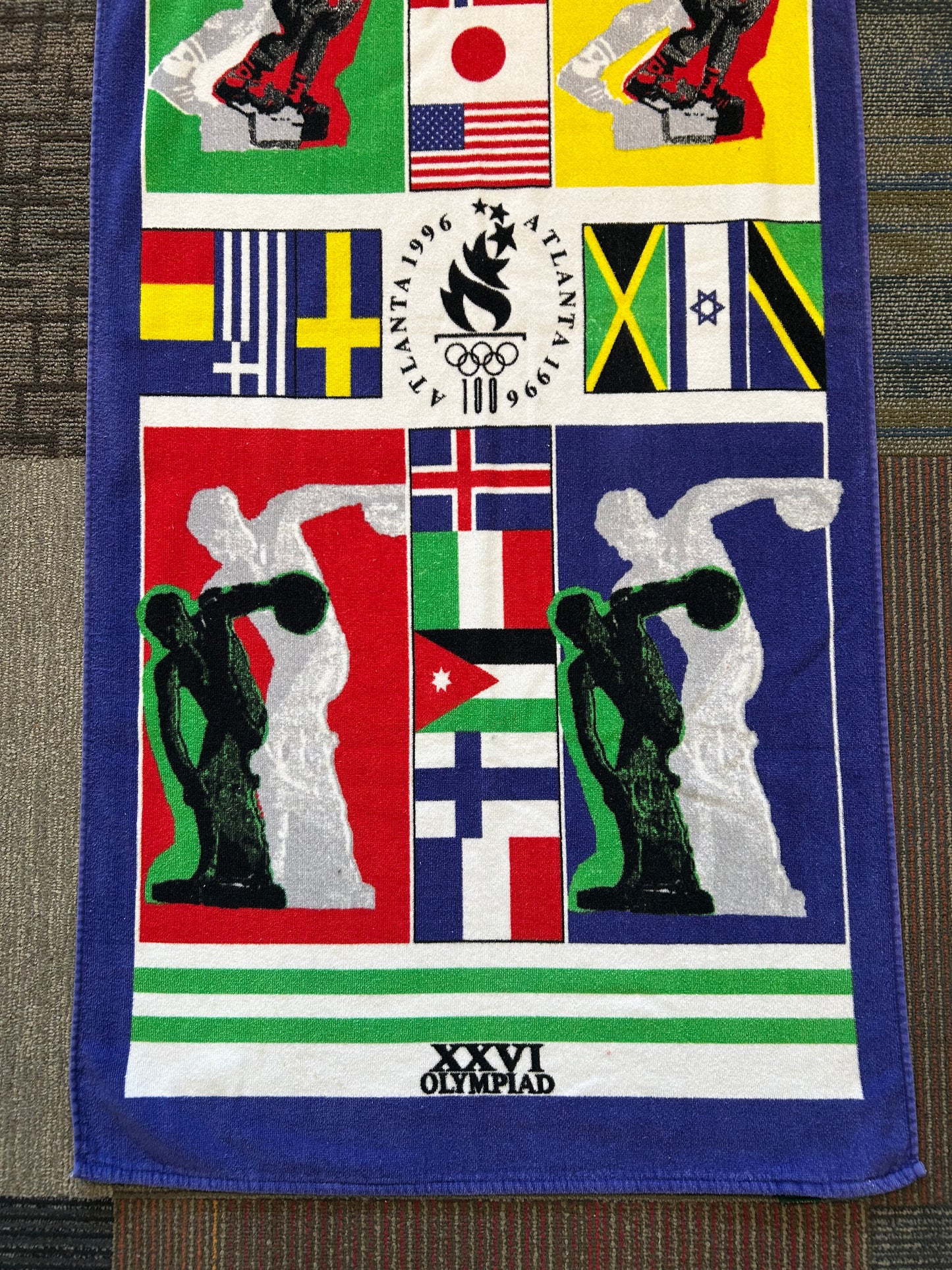 Vintage Collectible Beach Towel Atlanta Olympics 1996 XXVI Olympiad About 26.5" x 57" Inches