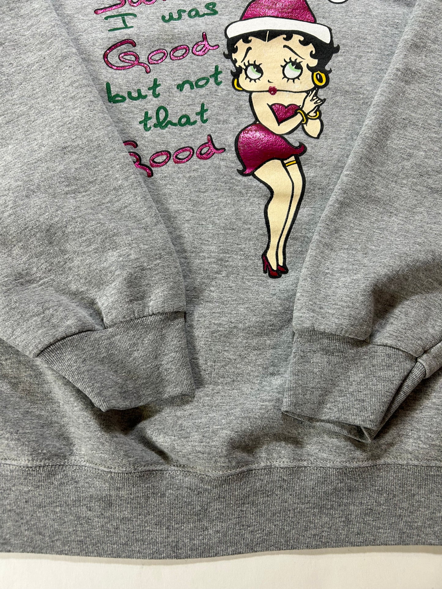 Vintage 2004 Betty Boop Dear Santa Christmas Holiday Crewneck Sweatshirt Large/Medium Fit 23.25x27.25 Inches As Is