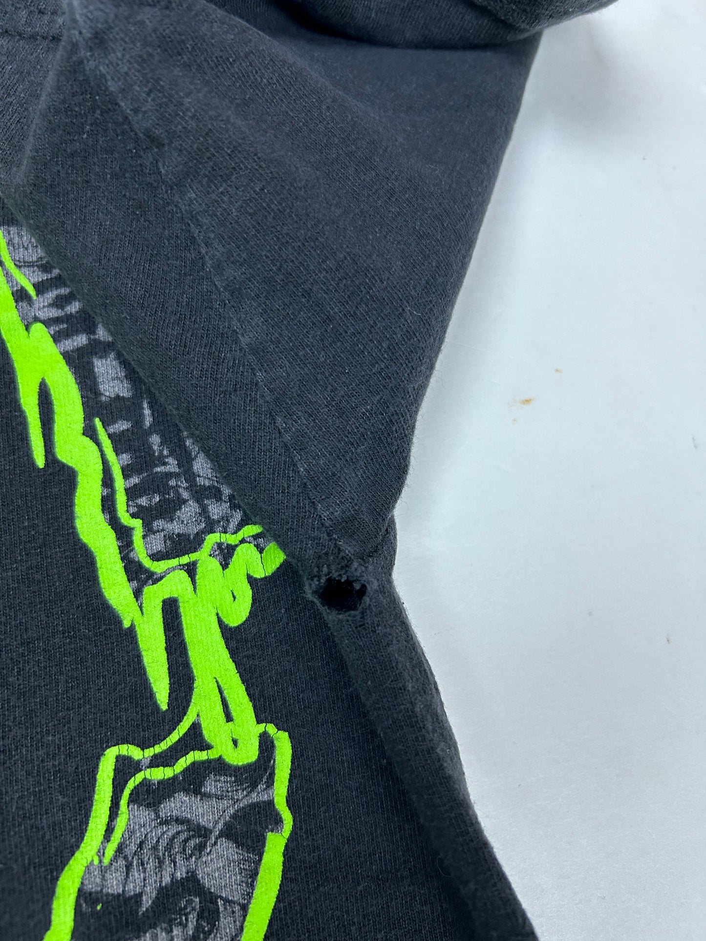 Vintage 2000s Metal Mulisha Skull Sergeant Motocross Dirt Biking Shirt Large 22x29.5 As Is Black/Green