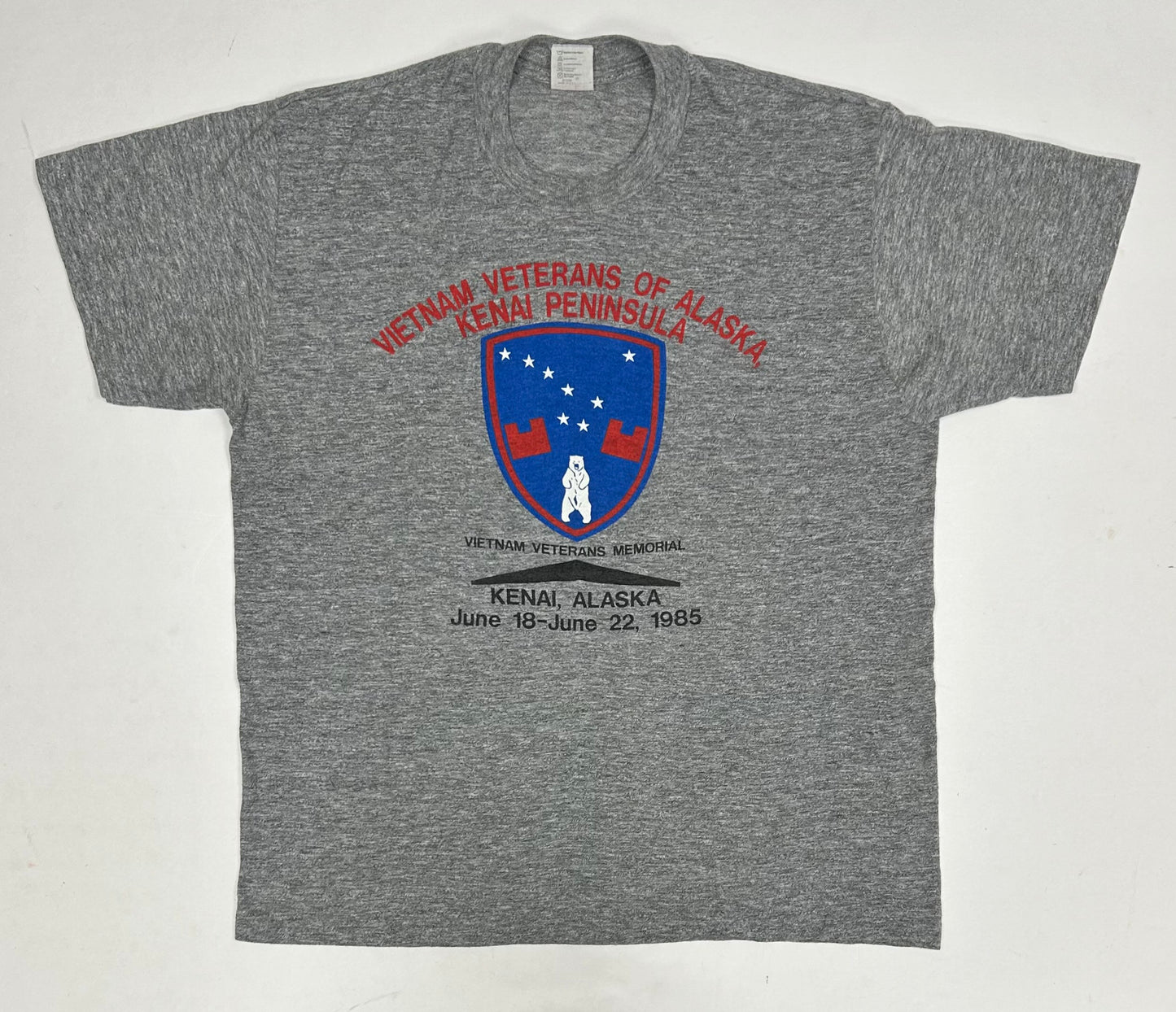 Vintage 1985 Vietnam Veterans Of Alaska Kenai Peninsula Tee Small/Medium Fit 20.25x24.75 Inches
