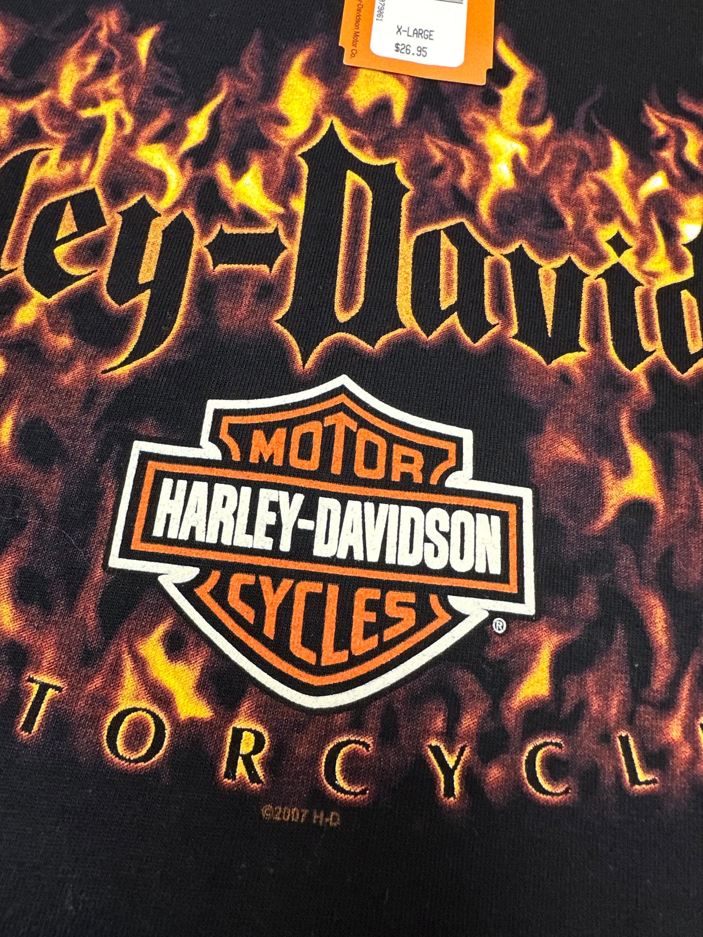 2006-2007 Harley Davidson Motorcycles Fire Starter Bruce Rossmeyer’s Boca Raton Florida Dealer Tee XL 23.5x33 Inches DS Brand New Old Stock