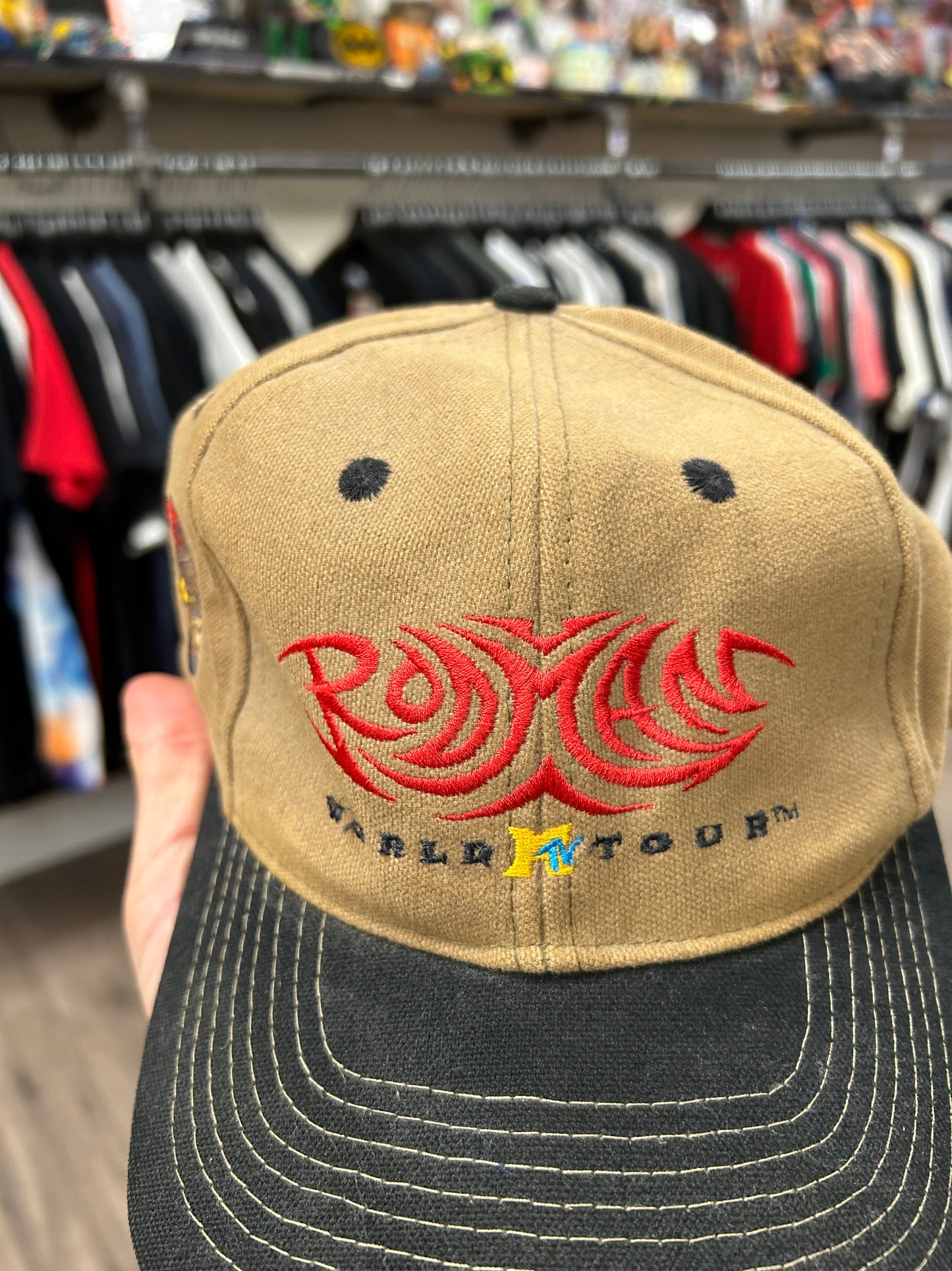 Broken Strap Vintage Dennis Rodman MTV World Tour Tattoo Logo Hat Rodman Rare Needs Repair 96