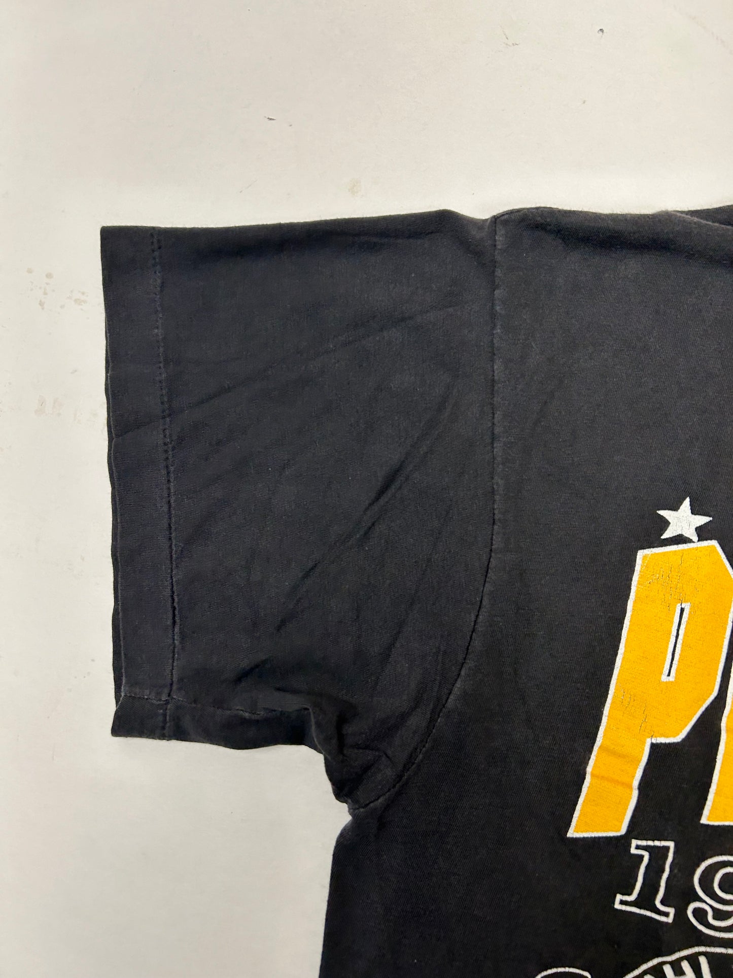 Vintage Logo 7 1991 Pittsburgh Penguins NHL Stanley Cup Champions L/XL Thin Fit 22.75x27.75 Inches