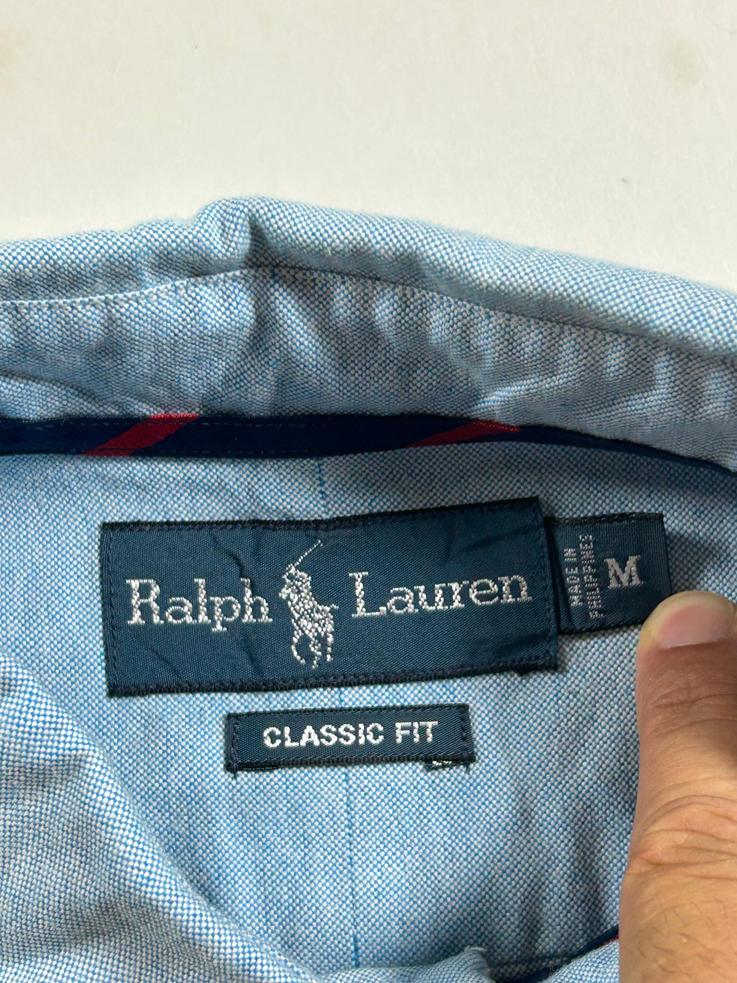 Polo Ralph Lauren Classic Fit Button Down Shirt Size Medium 22.5xBlue Made In Philippines 00s