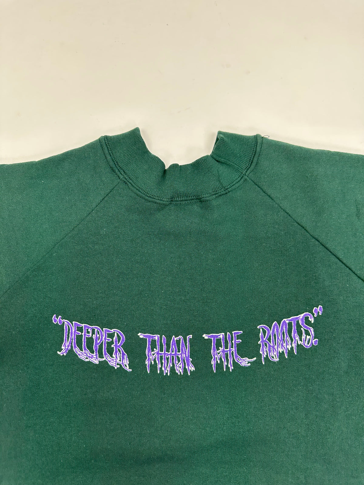 Edgewood NJ “Deeper Than The Roots.” First Edition Crewneck Sweatshirt Tagged Large Fits Like Medium/Small Forest Green Sunbelt 50/50 USA