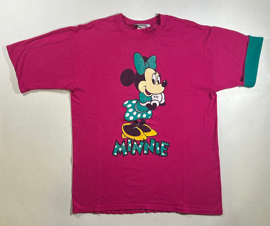Vintage 90s Disney Fashions Minnie Mouse Tee Roll Up Sleeves Medium/Large Fit 21.5x29 Inches