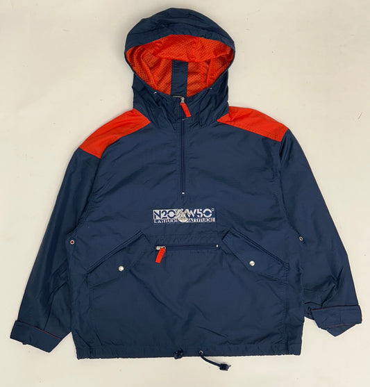 Vintage 1996 Warner Bros. Looney Tunes Bugs Bunny Longitude/Latitude Windbreaker Jacket Large 27.25x29.25 Inches Can Fit XL