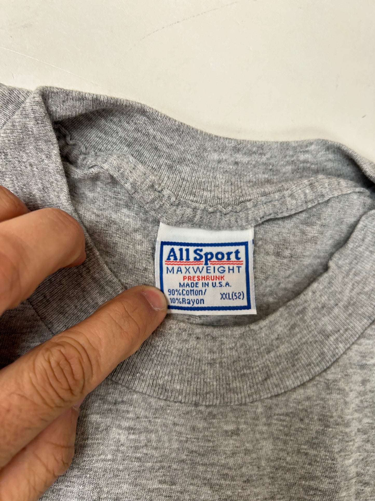 Edgewood NJ first edition “Deeper Than The Roots.” Long Sleeve Tee Gray All Sport Tag 90/10 Blend Made In USA