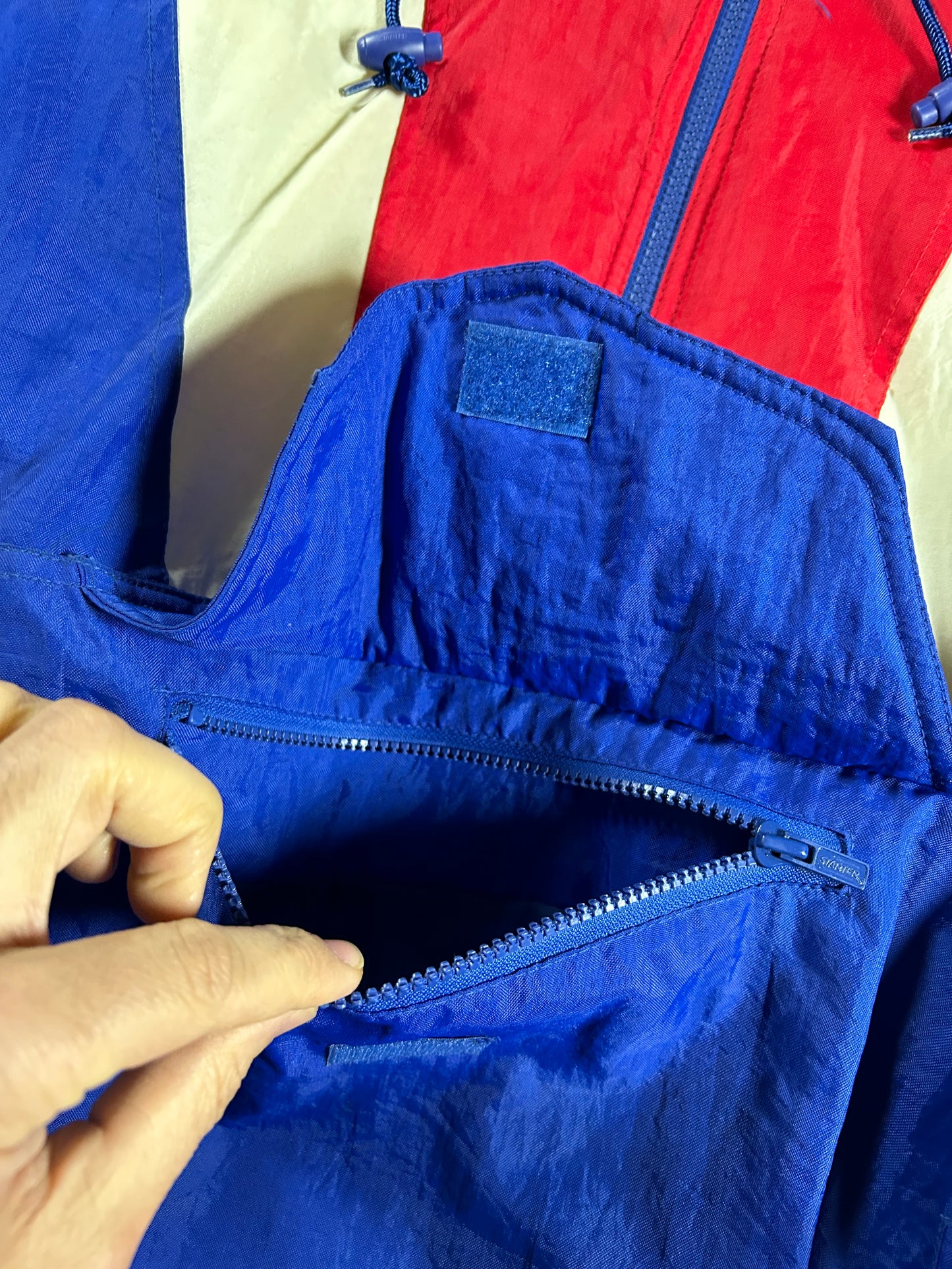 Vintage 90s Starter New York Rangers NHL Pullover Puffer Jacket Half Zip Hooded Jacket XL 29x30.25 Inches