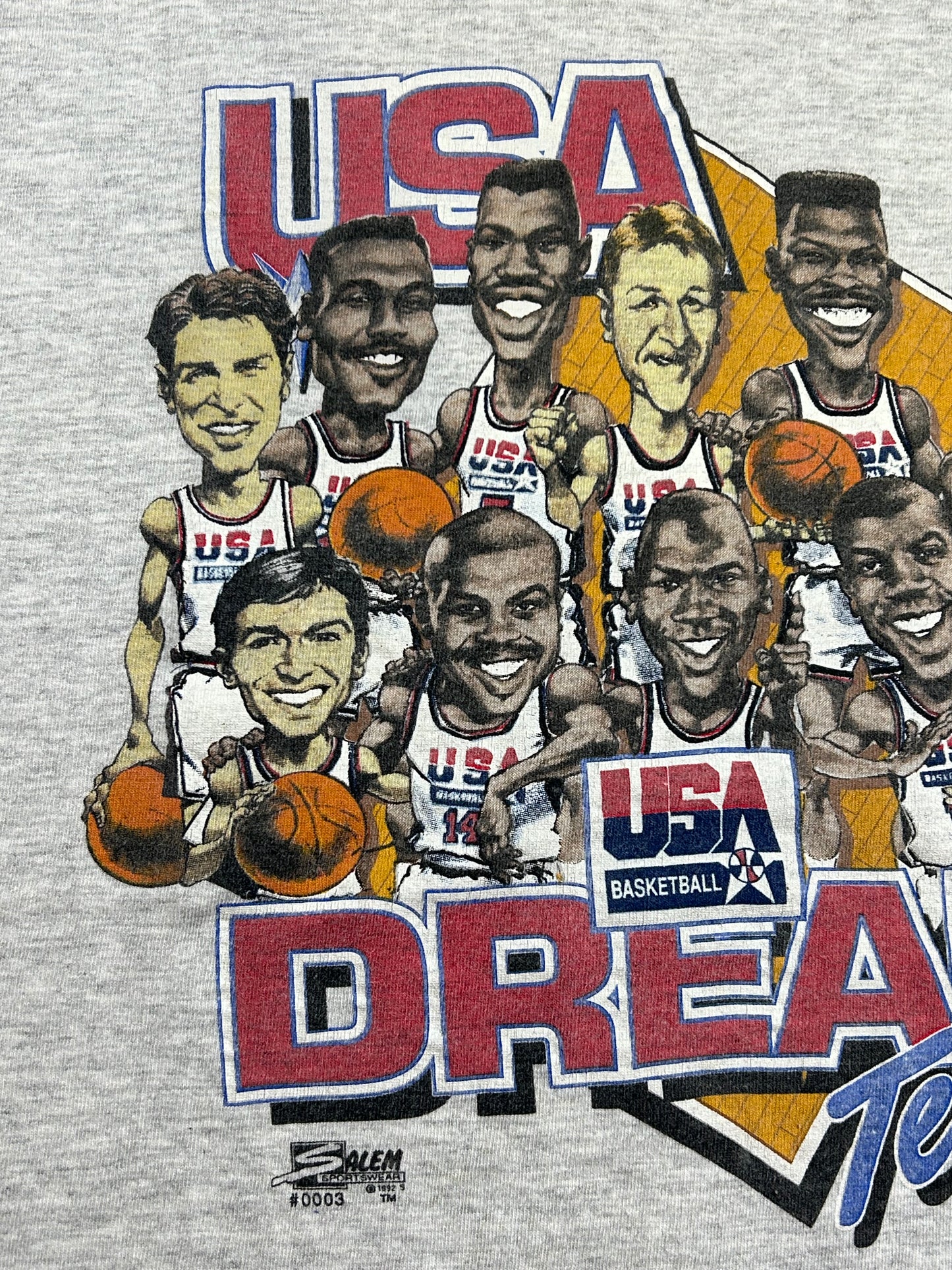Vintage 1992 Dream Team Barcelona Olympic Michael Jordan NBA Salem Sportswear XL 23.75x29 Inches Gray As Is