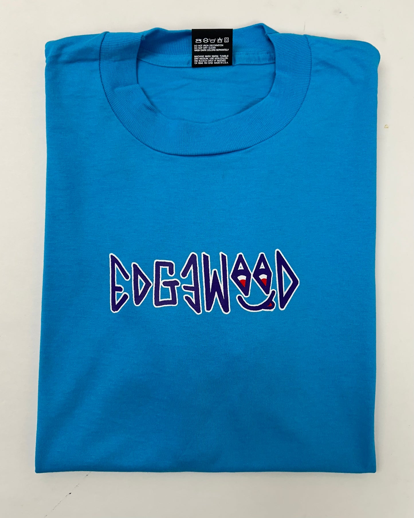 Edgewood NJ first edition “Deeper Than The Roots.” Tee XL 23.25x29.75 Inches FOTL BEST 50/50 Blend USA Made Bright Blue