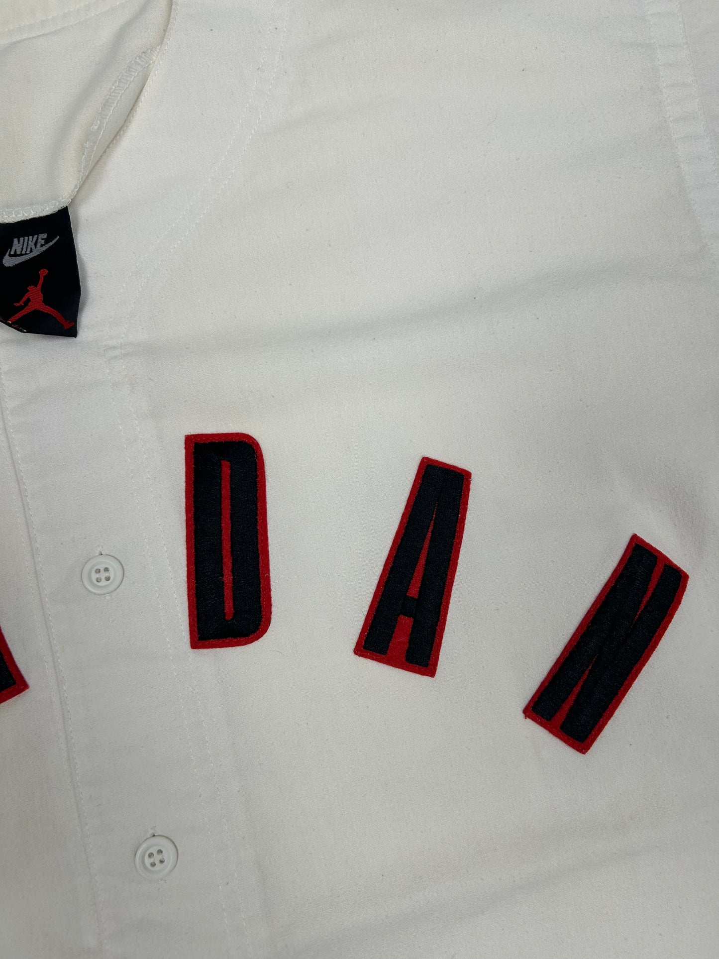 Vintage Nike Air Jordan 'Spellout Logo' Baseball Jersey White 1991 Rare XL