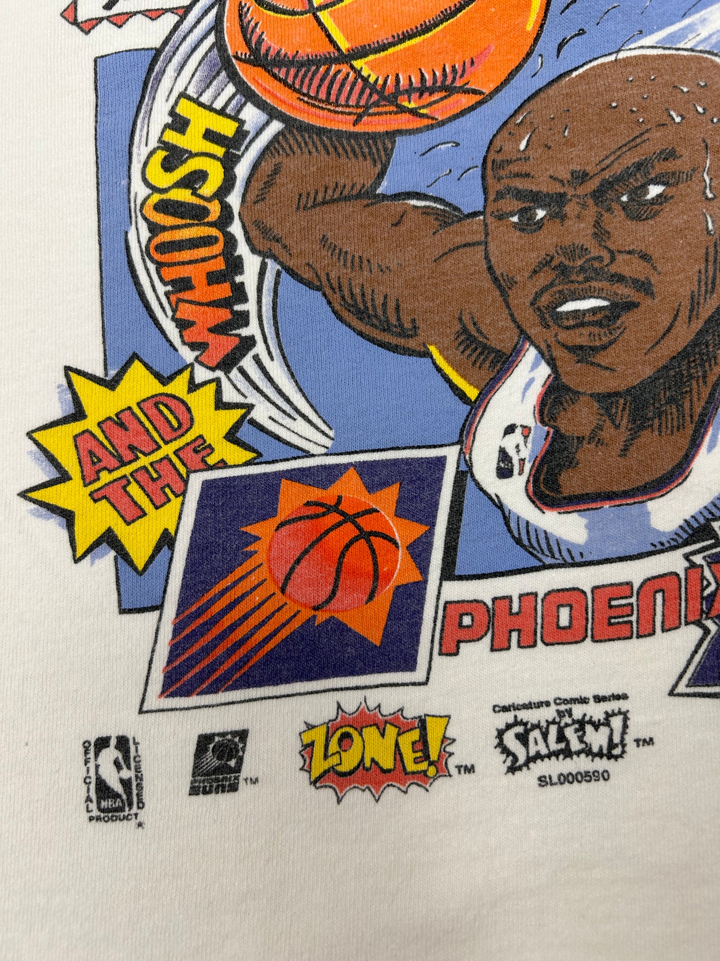 Vintage Salem Sportswear Zone Caricature Comic Charles Barkley Suns NBA Tee Youth Large 19.25x21.25 Inches