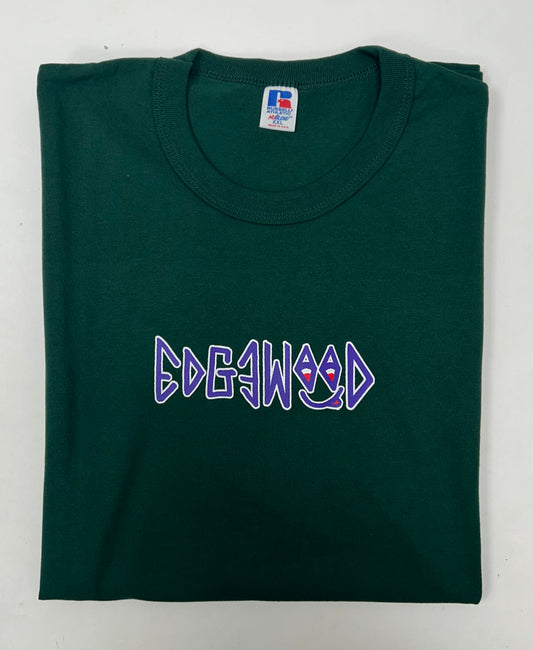 Edgewood NJ first edition “Deeper Than The Roots.” Tee 2XL 26.5x33 Inches 90s Russell Athletic NuBlend 50/50 USA Forest Green