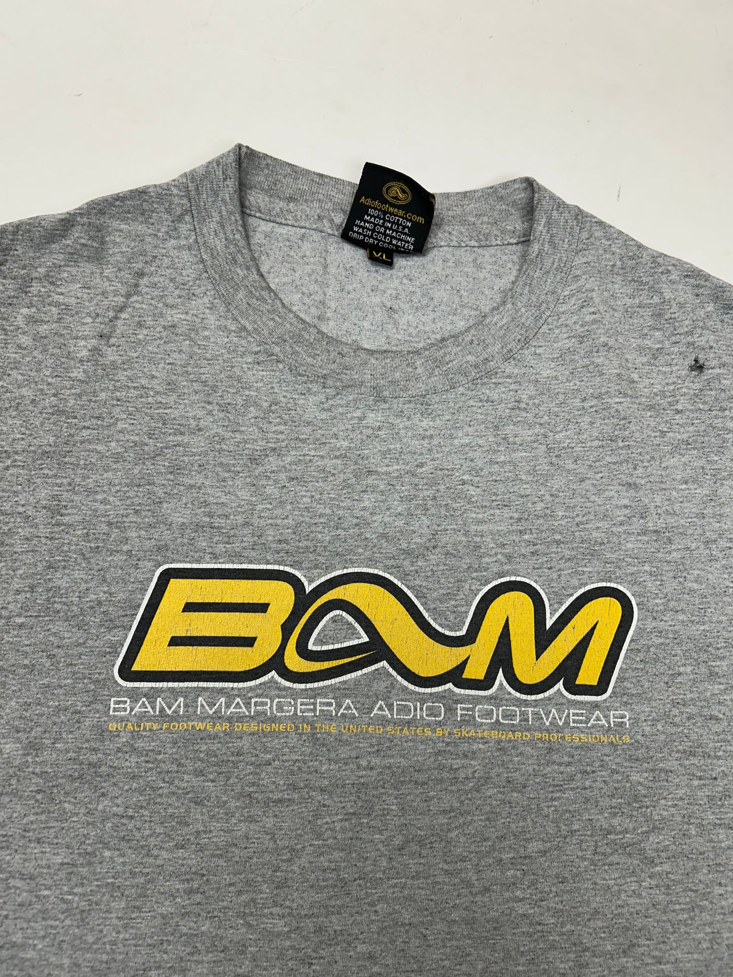 Vintage Adio Footwear BAM Margera Skate Tee XL 23.75x29 Inches Worn In As Is Has Flaws